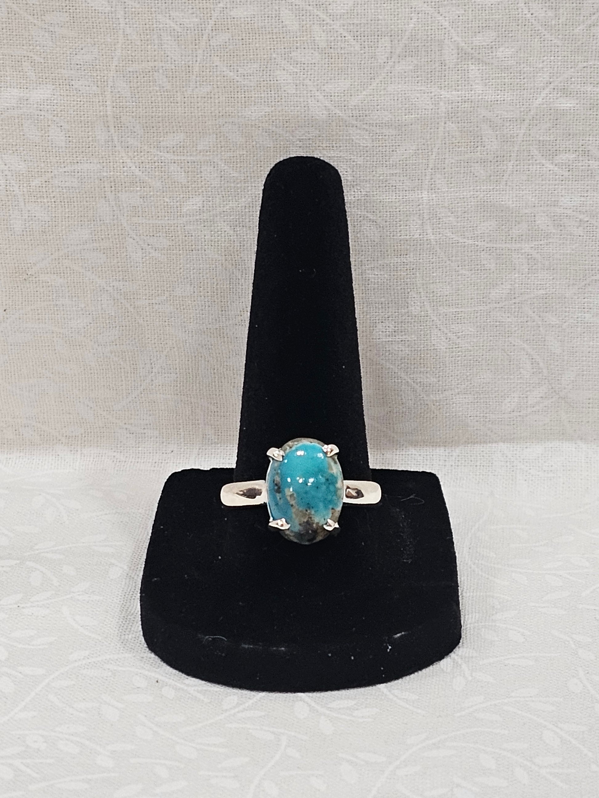 Sterling Silver Turquoise Gemstone Ring Matrix Pattern - Size 9