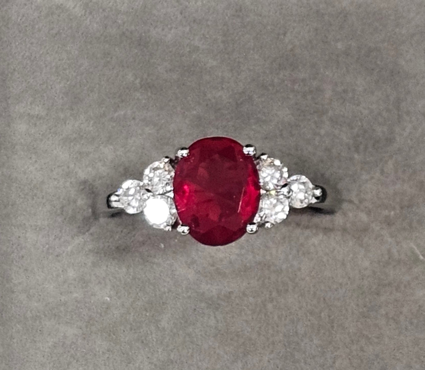 Sterling Silver Ruby Gemstone Ring - Size 10