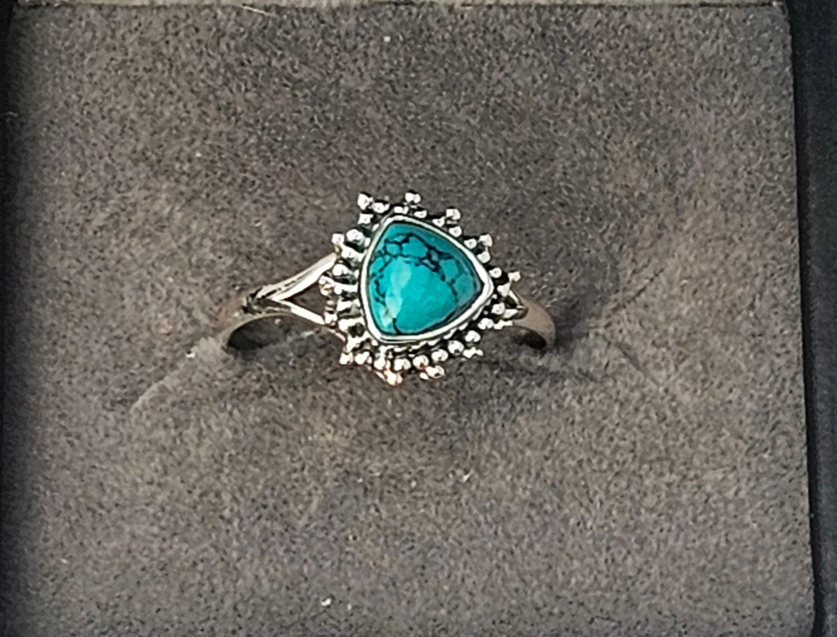 Sterling Silver Turquoise Ring Sacred Stone - Size 8