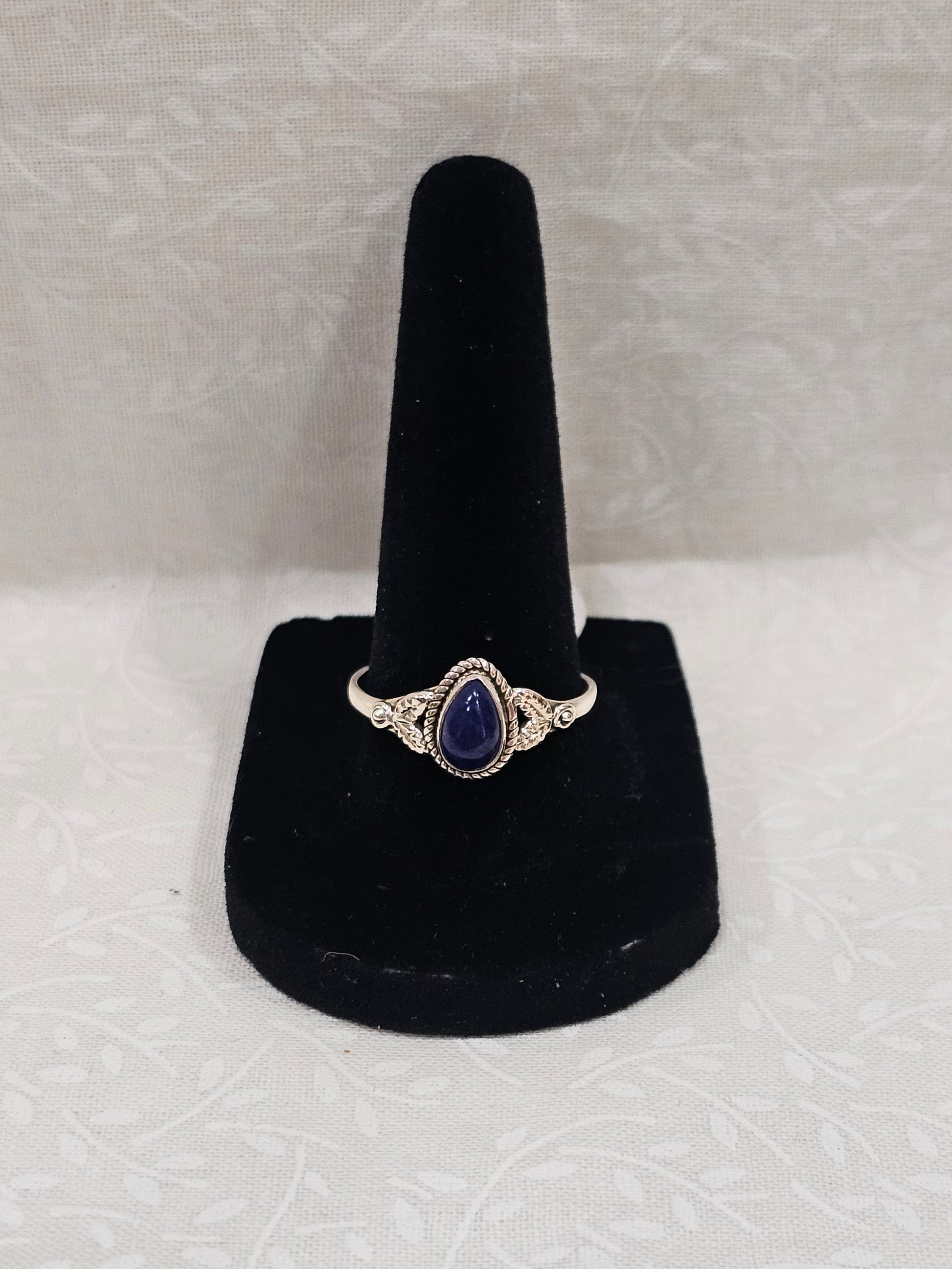 Sterling Silver Blue Lapis Gemstone Ring - Size 10