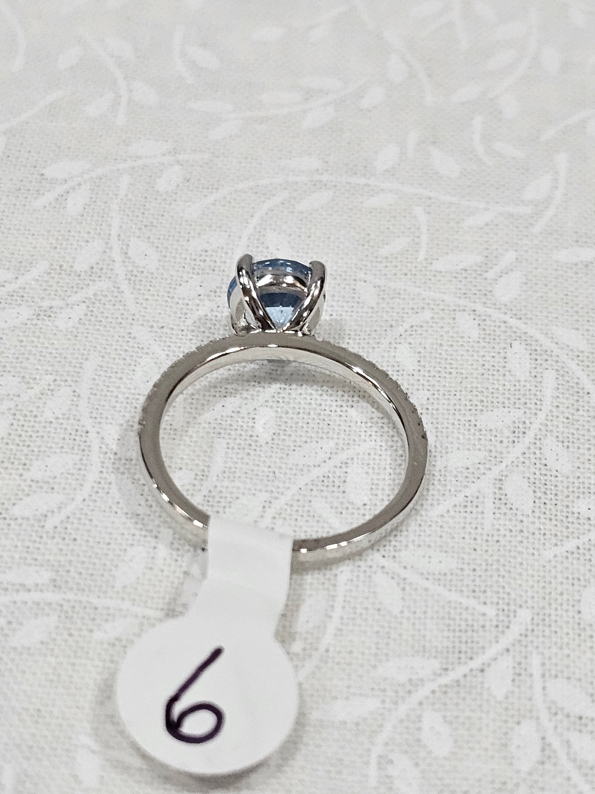 Sterling Silver Blue Topaz Gemstone Ring - Size 6
