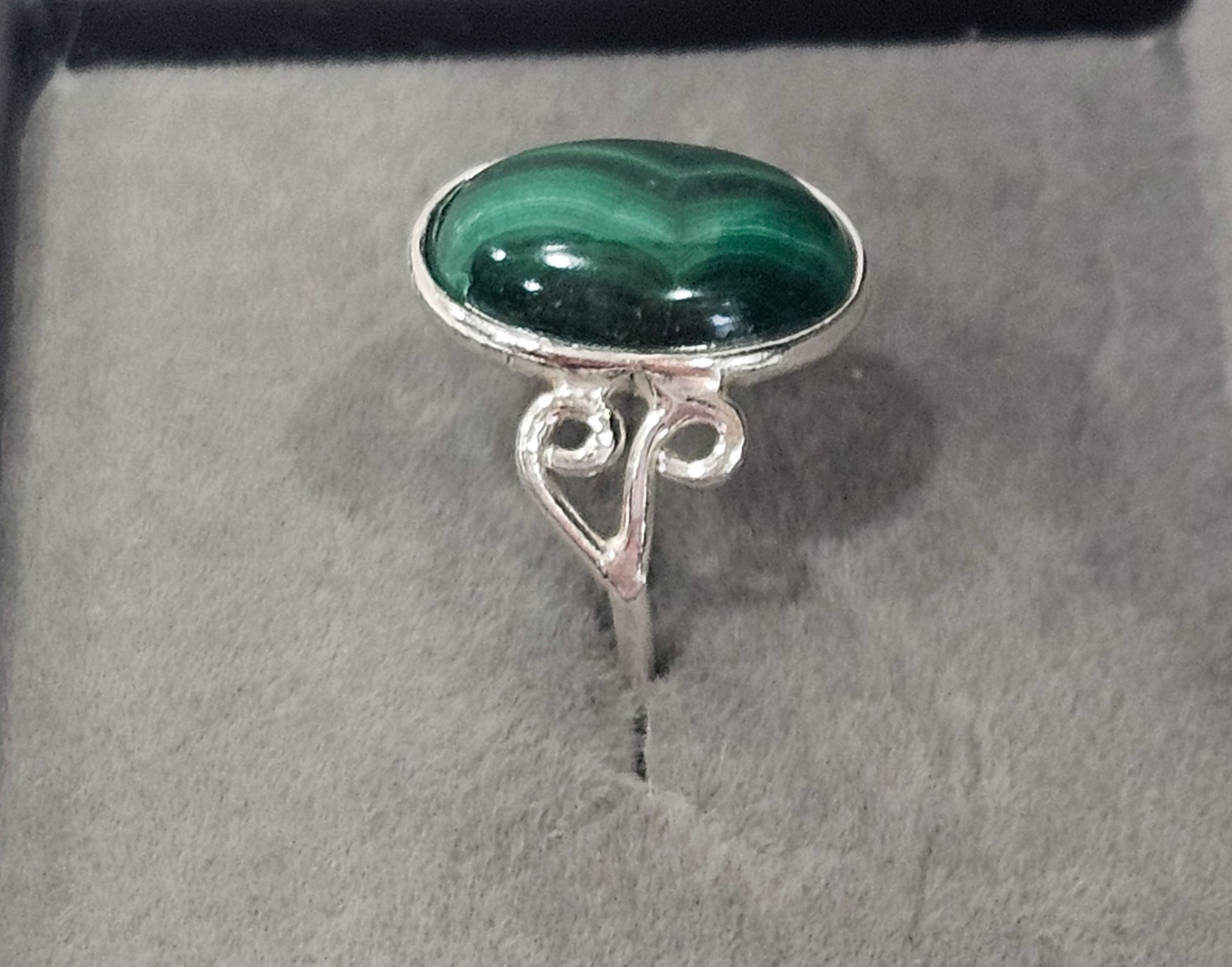 Sterling Silver Malachite Ring - Size 7