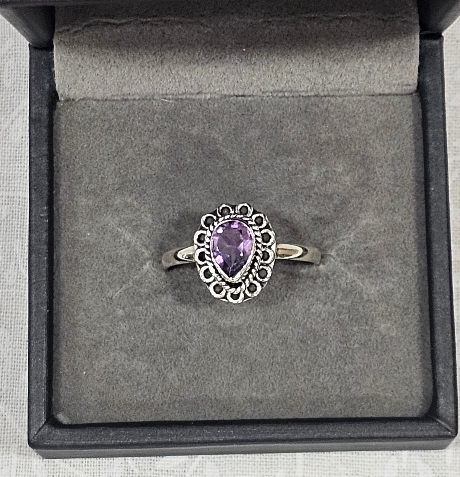 Sterling Silver Amethyst Meditation Ring Spiritual Awakening - Size 8