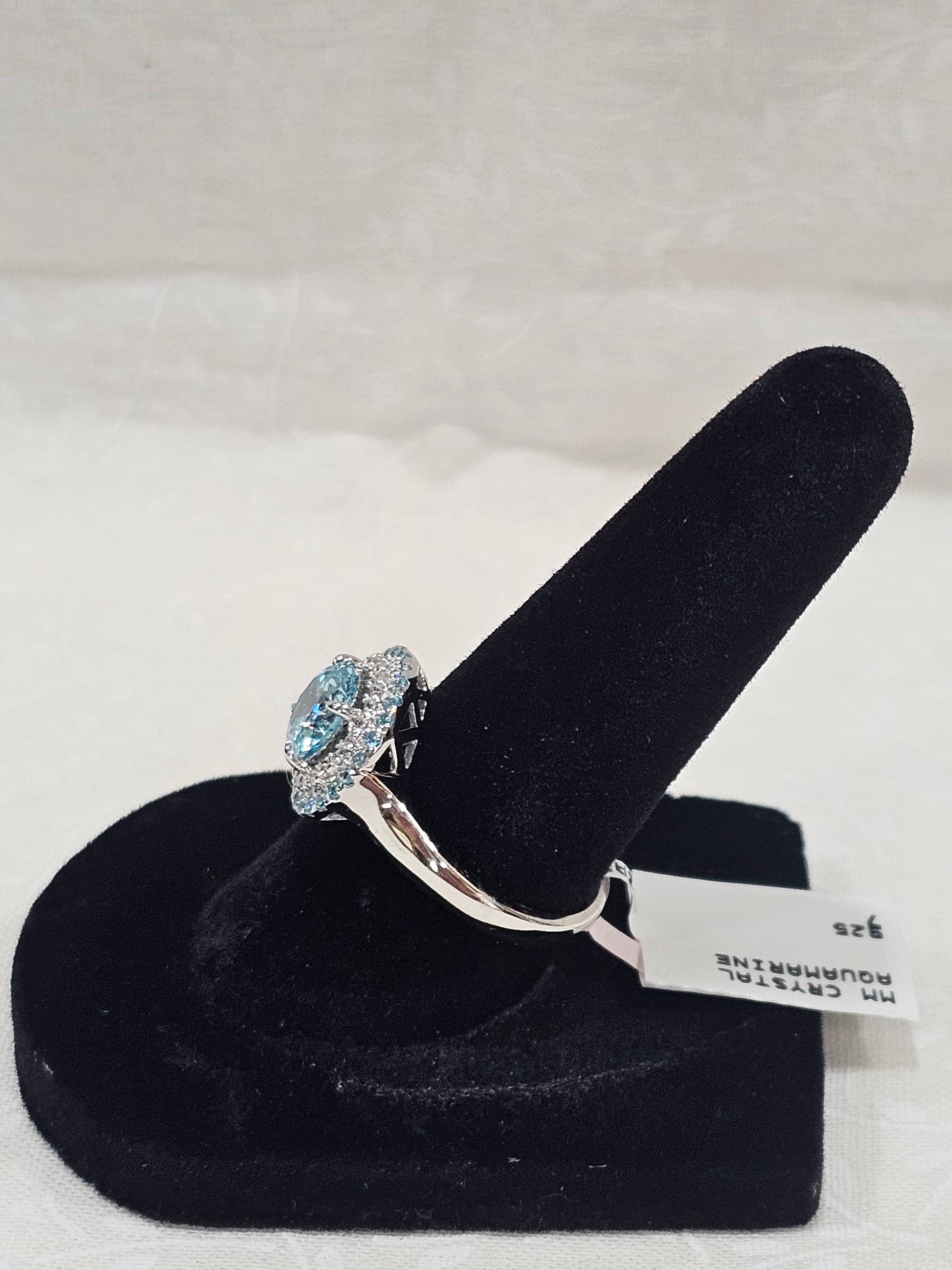 Sterling Silver Blue Zircon Gemstone Ring - Size 7