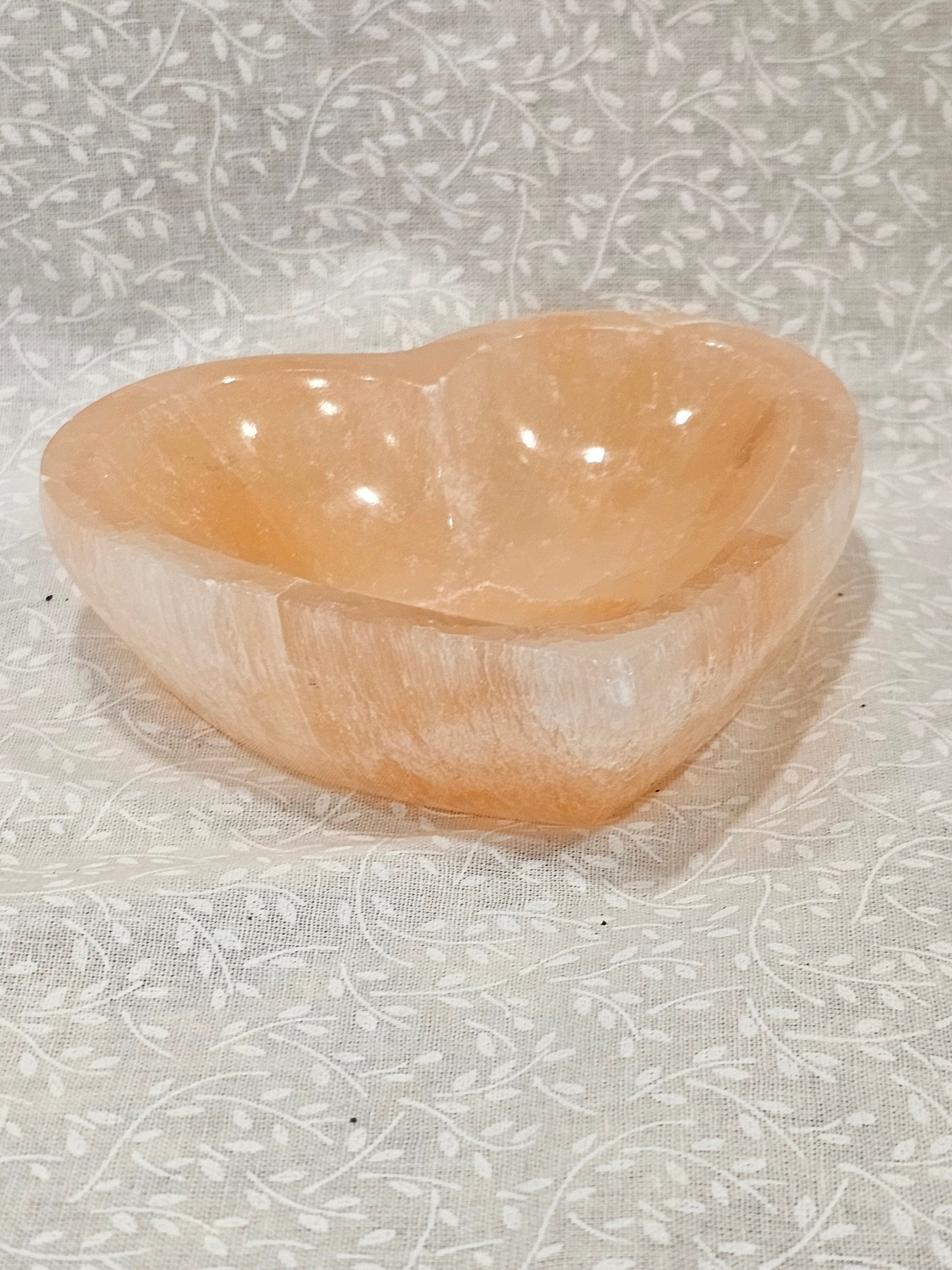 Orange Calcite Crystal Heart Bowl 5 Inch