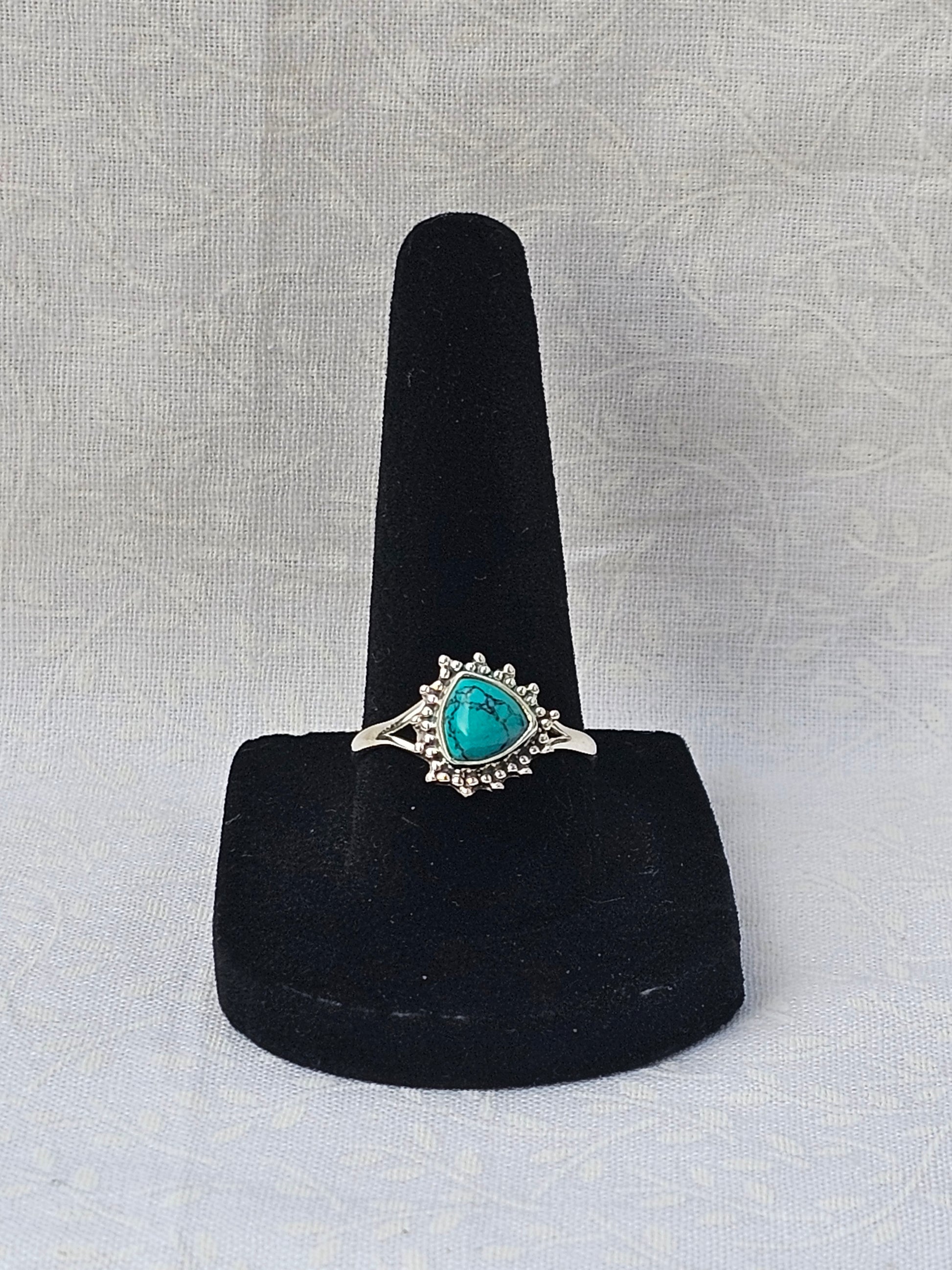 Sterling Silver Turquoise Ring Sacred Stone - Size 8