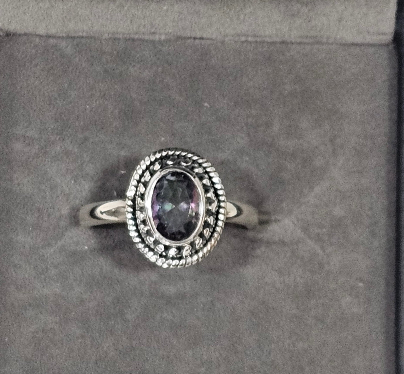 Mystic Topaz Sterling Silver Ring Size 7.5 - Rainbow Energy Stone