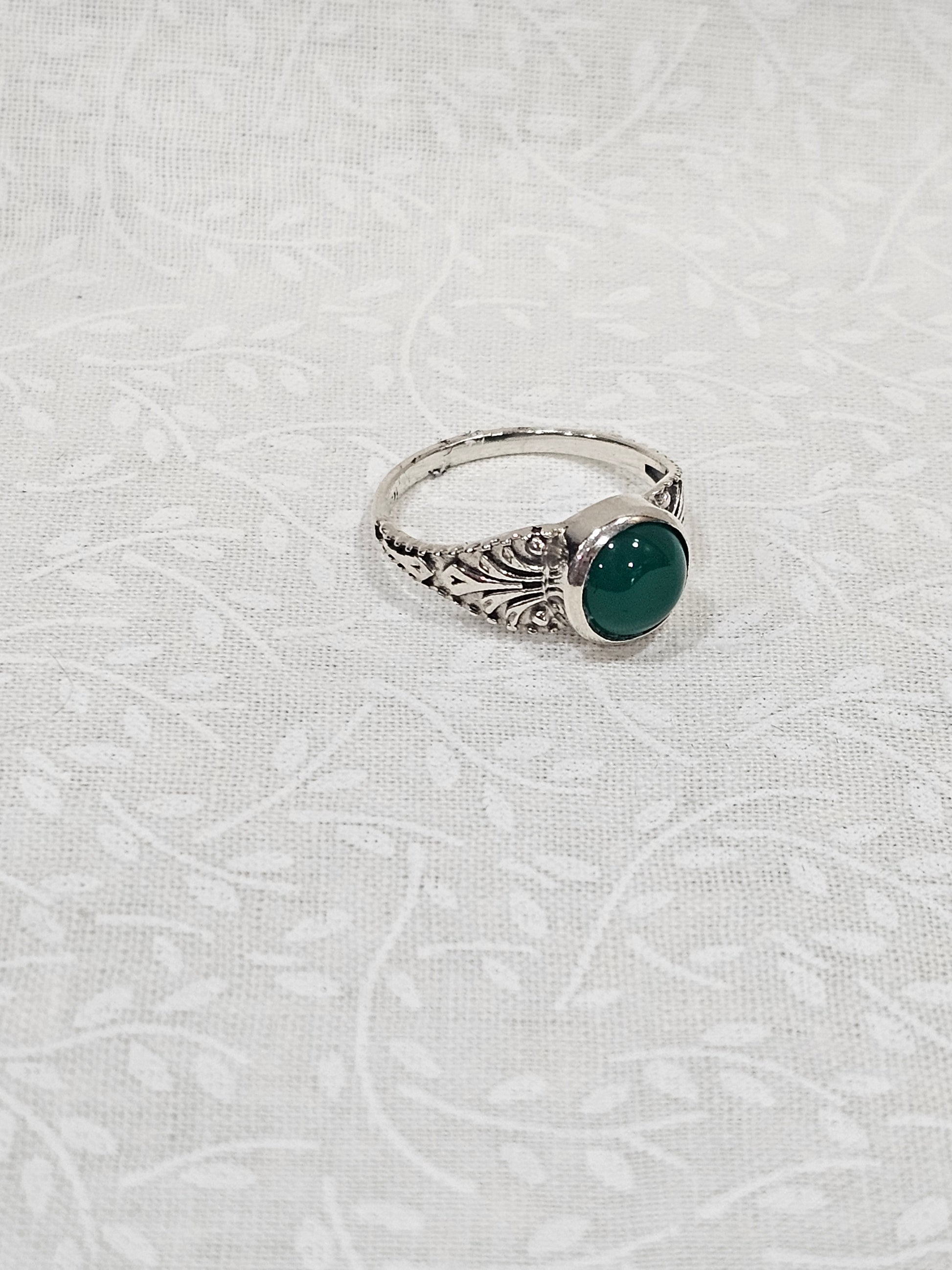 Sterling Silver Emerald Prosperity Ring - Size 7.5