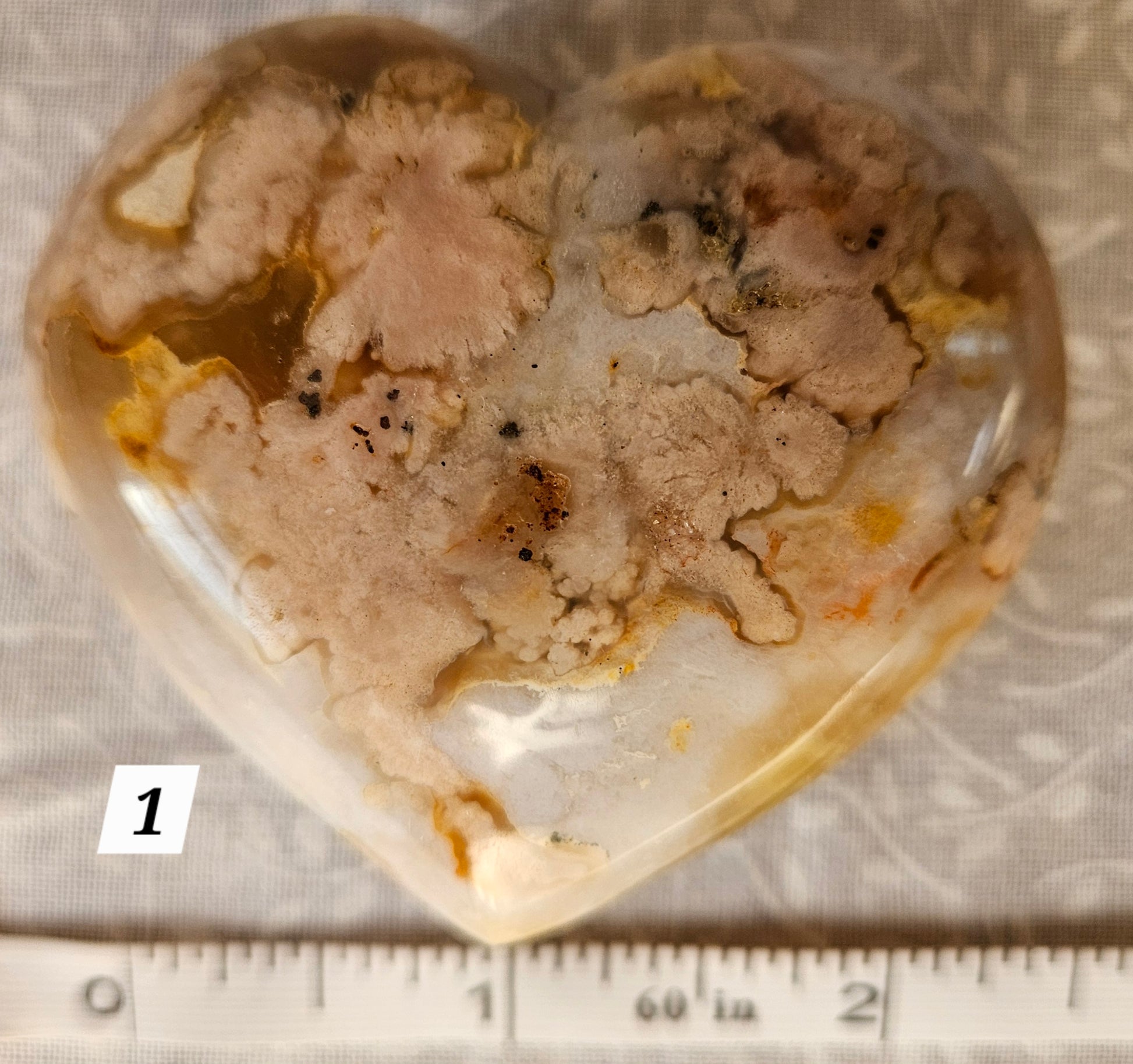 Flower Agate Crystal Heart 2.5 Inch