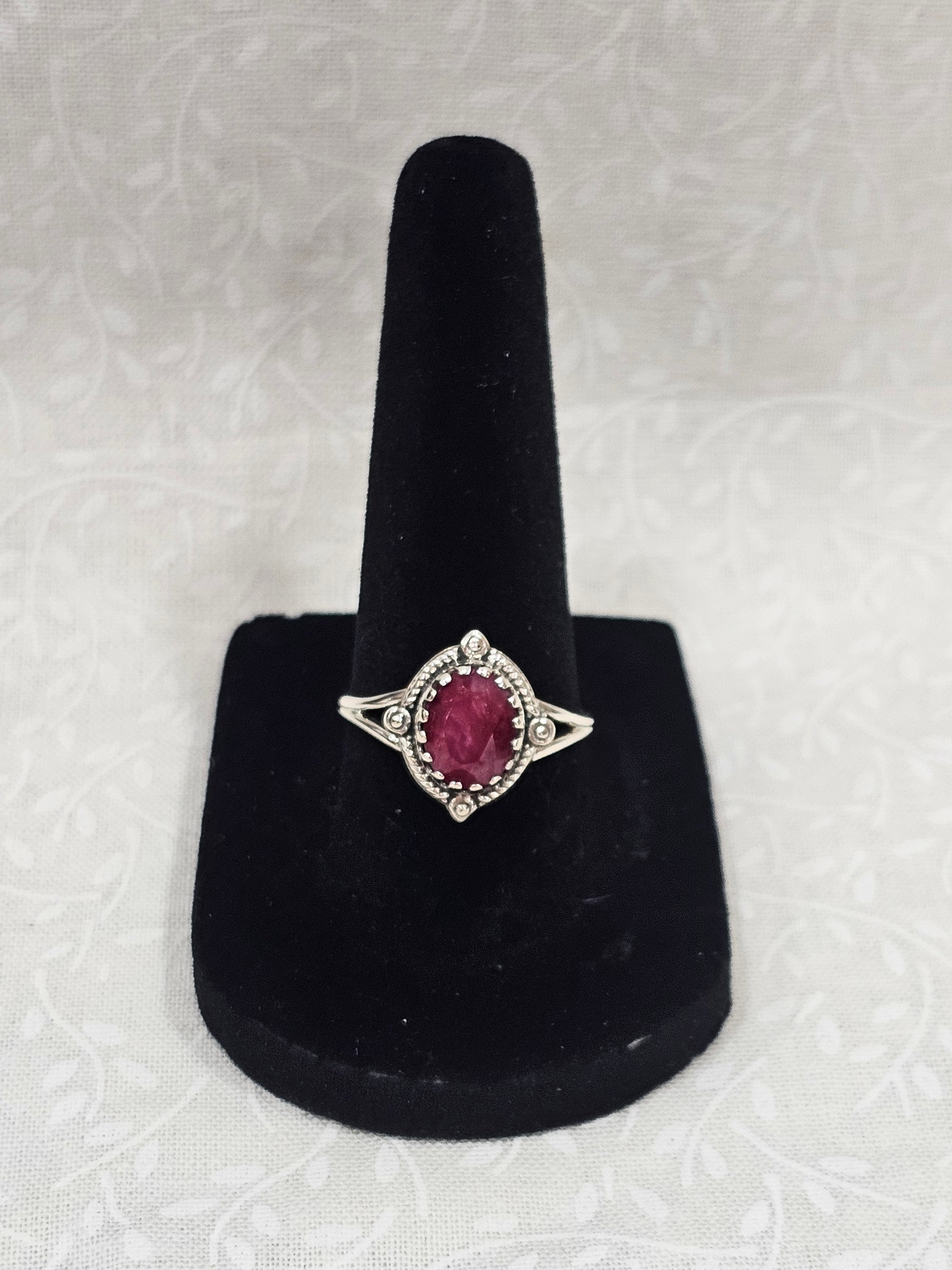 Sterling Silver Classic Ruby Ring - Size 8