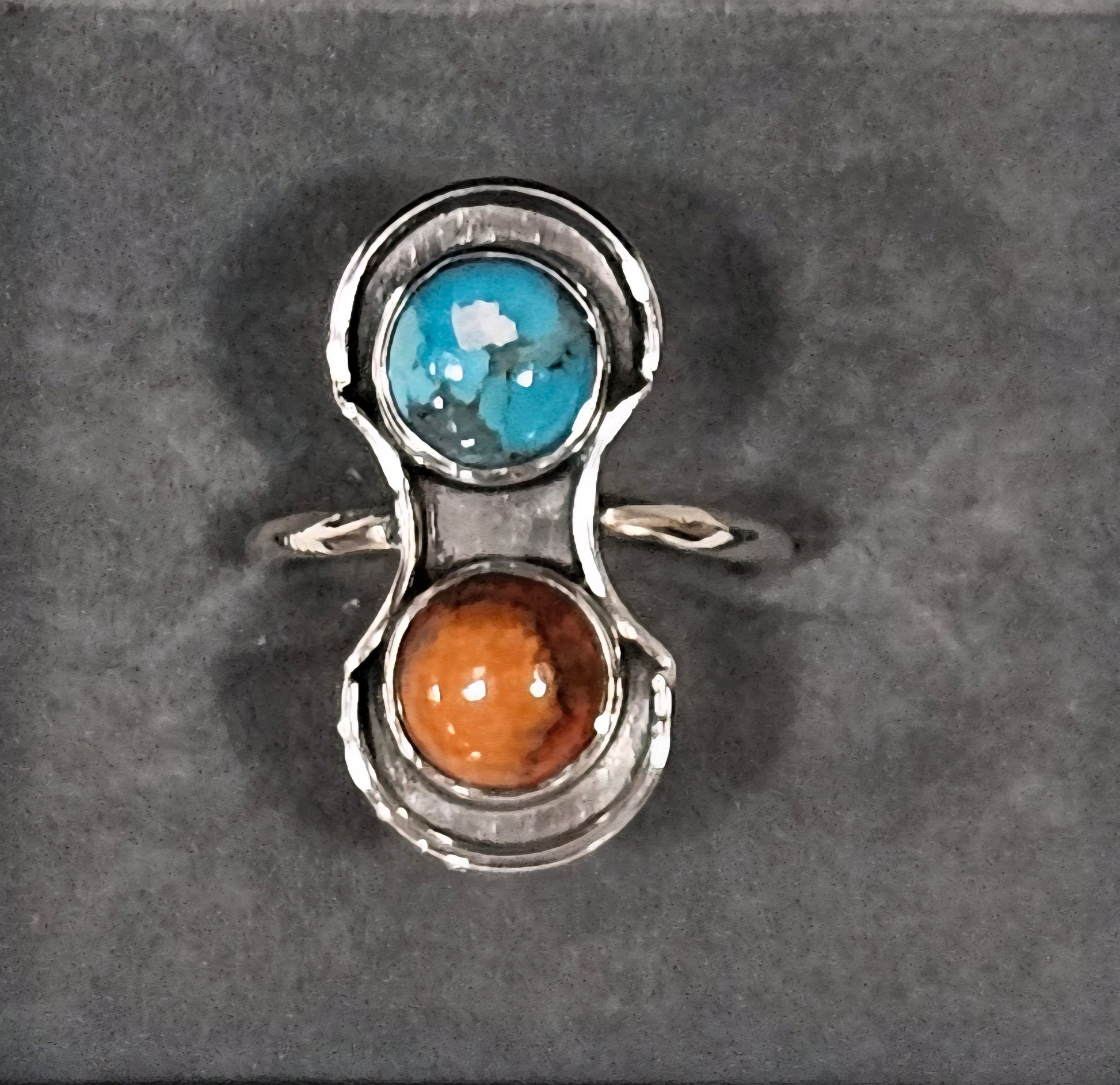 Sterling Silver Spiny Oyster Turquoise Ring - Size 7.5
