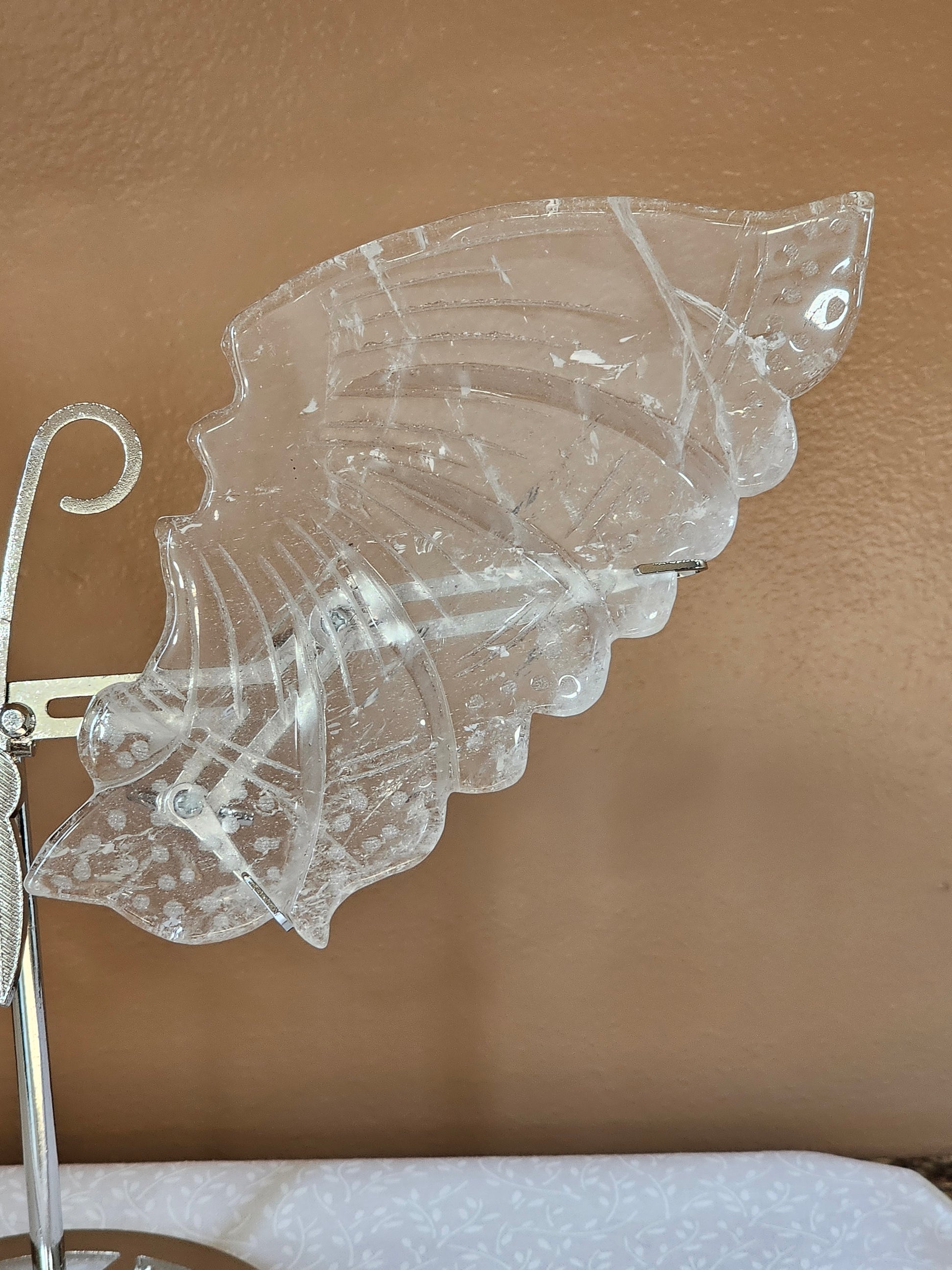 Clear Quartz Crystal Butterfly Wings with Stand