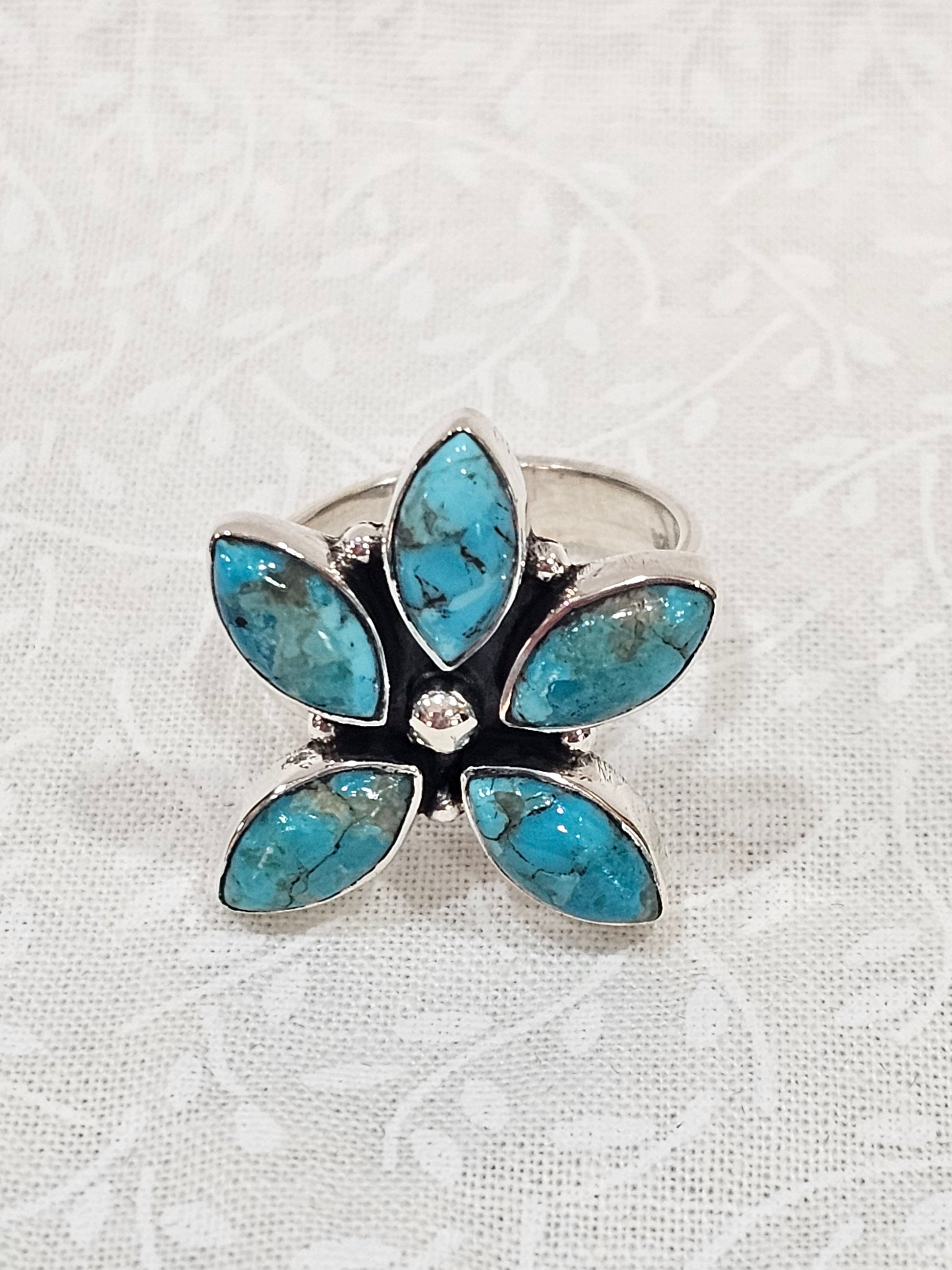 Sterling Silver Turquoise Gemstone Ring Adjustable