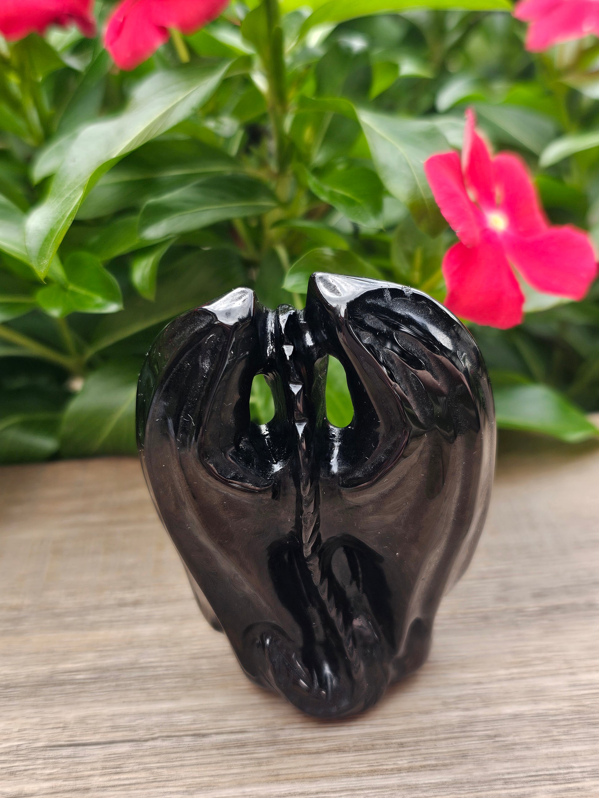 Black Obsidian Crystal Dragon Carving - Protective Stone Figurine