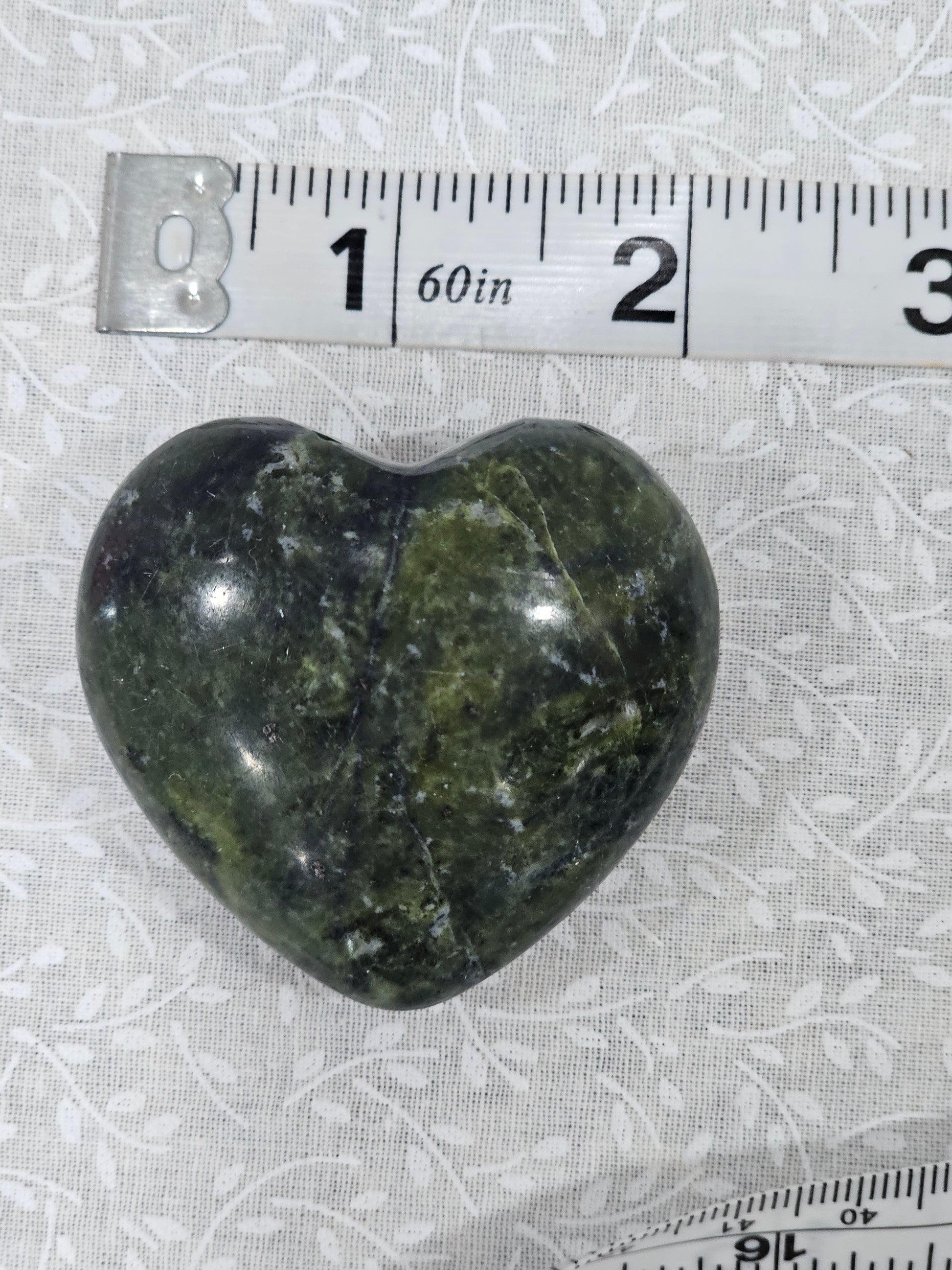 Green Stromatolite Jasper Crystal Heart 2.25 Inch
