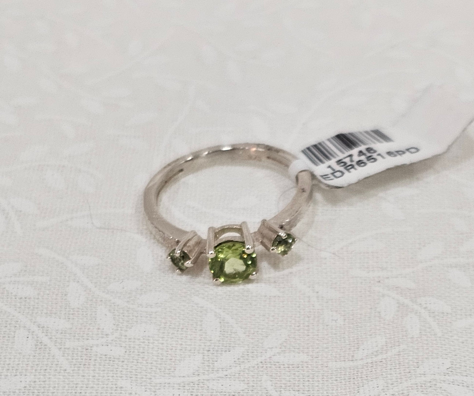 Sterling Silver Peridot Gemstone Ring Open Back - Size 5