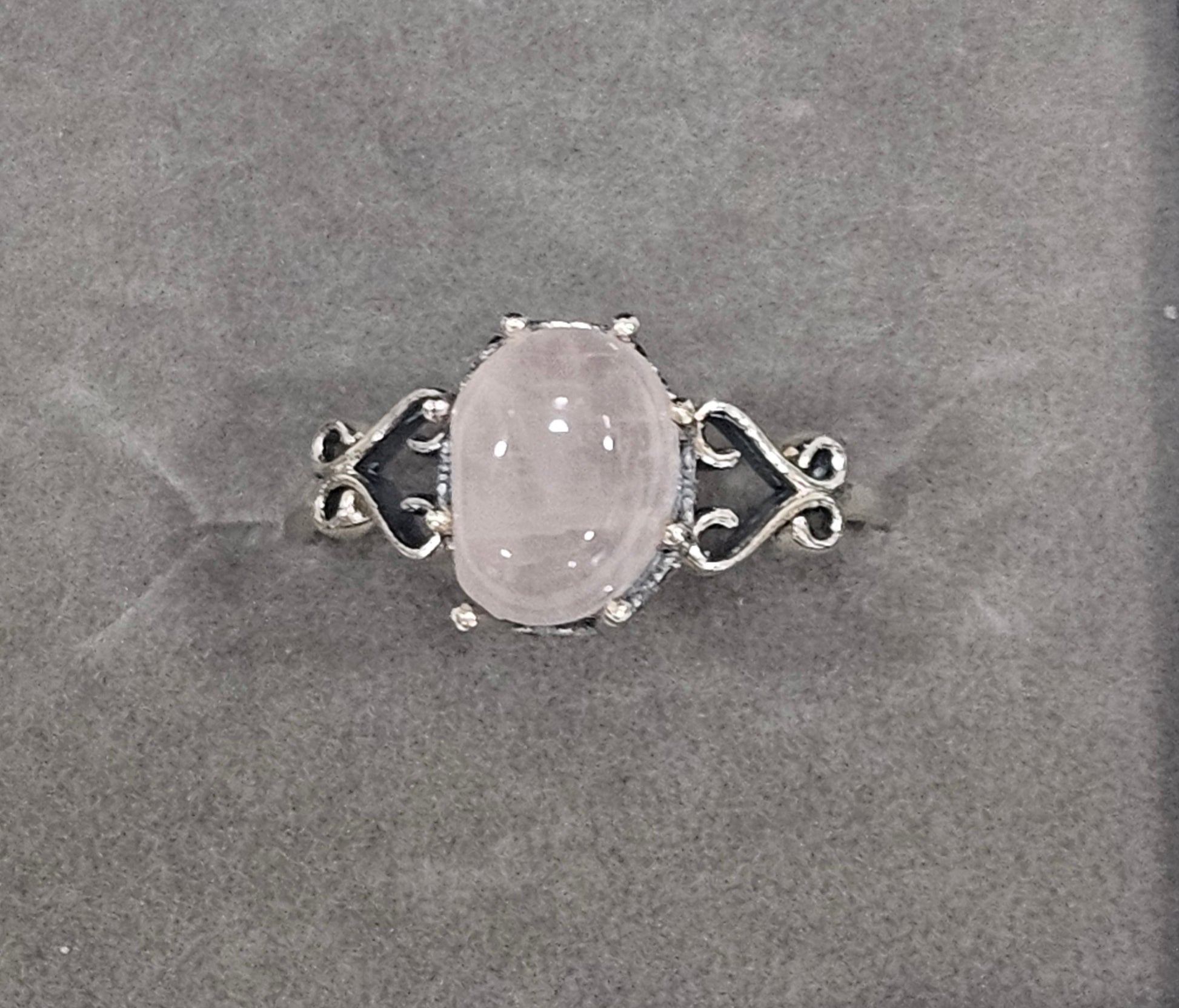 Sterling Silver Pink Quartz Gemstone Ring - Size 8