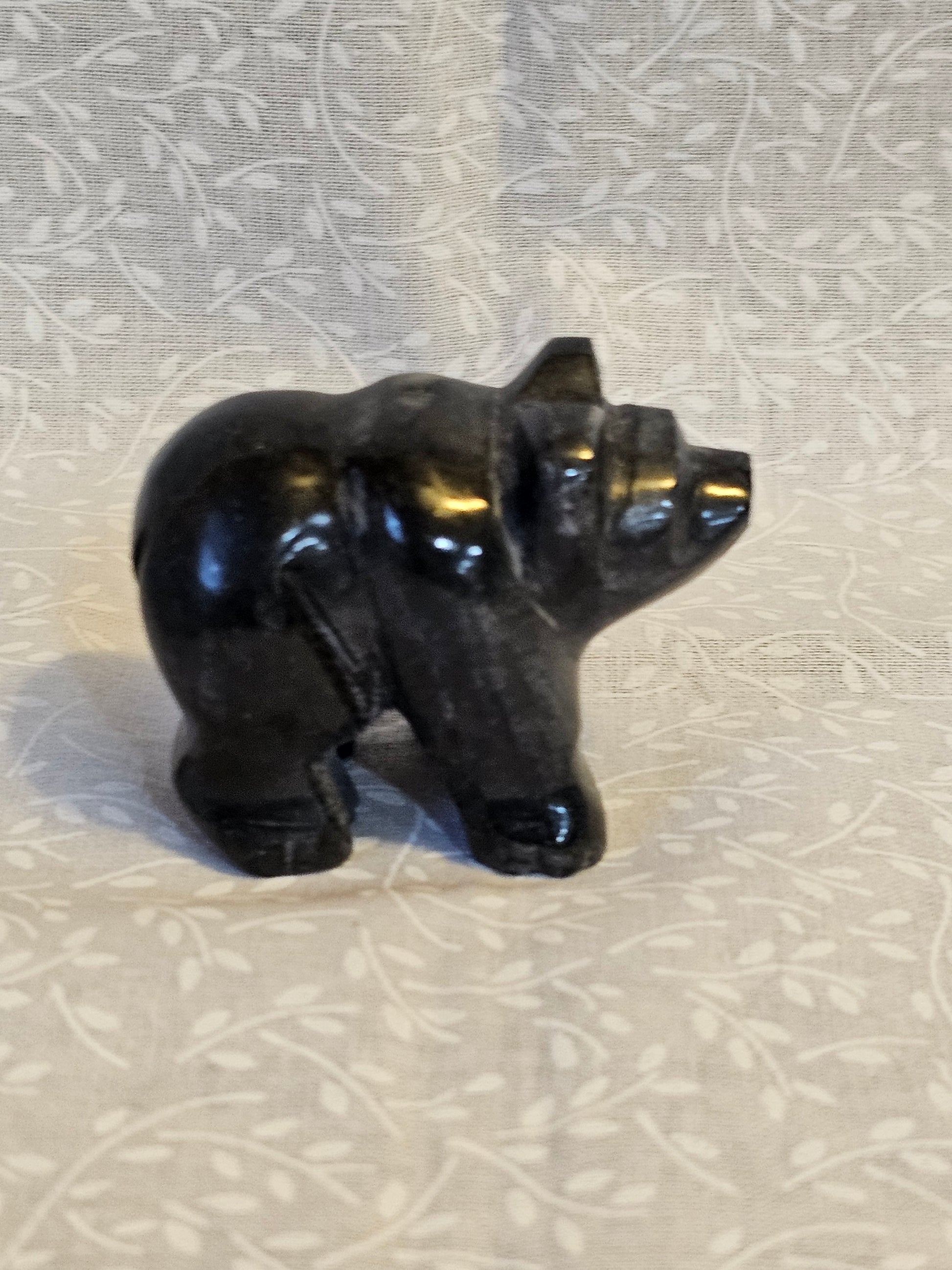 Black Obsidian Crystal Bear 2.5 Inch Protection Stone