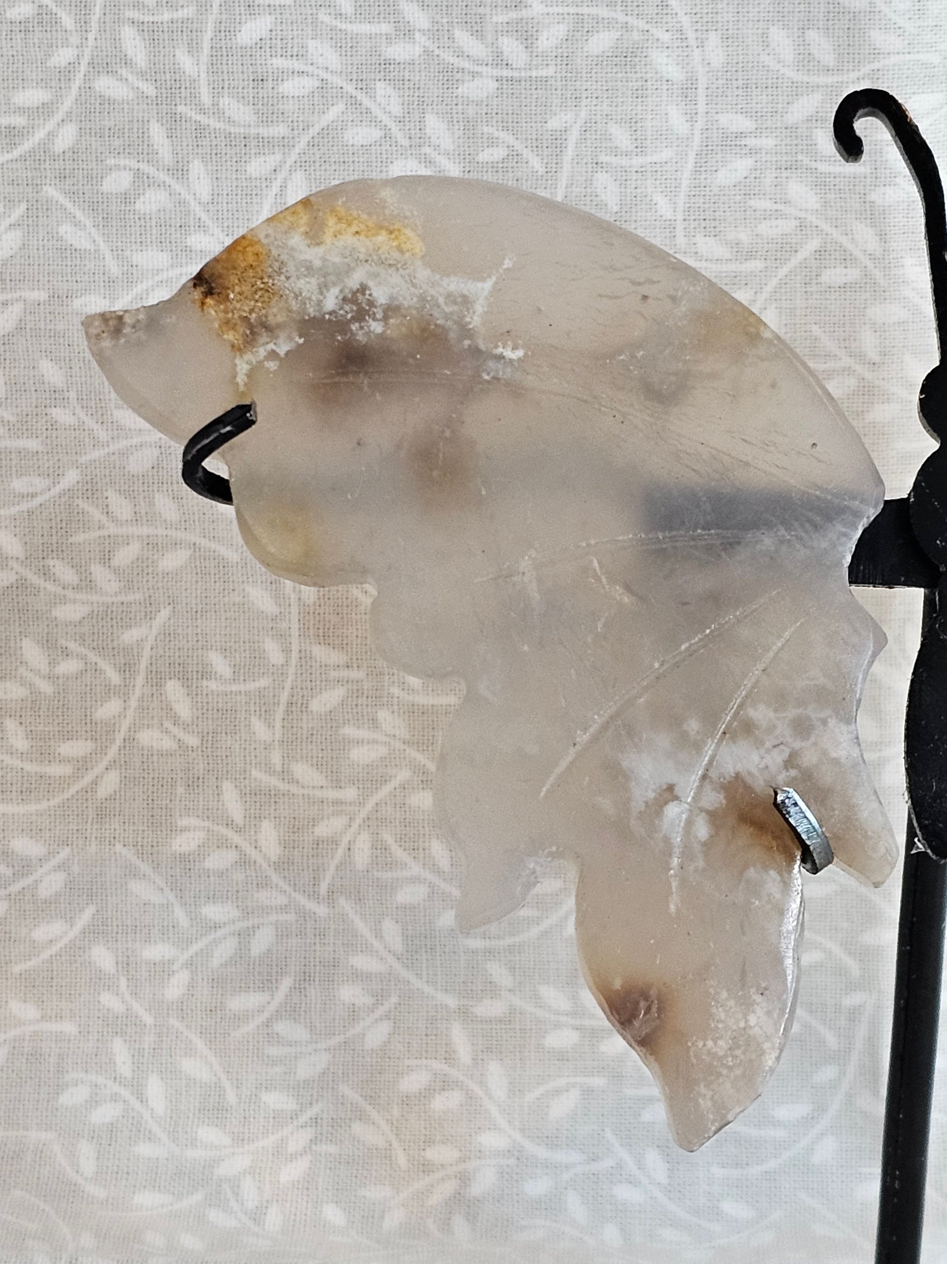 Agate Crystal Butterfly Wings with Stand - 5 Inch Natural Stone Decor