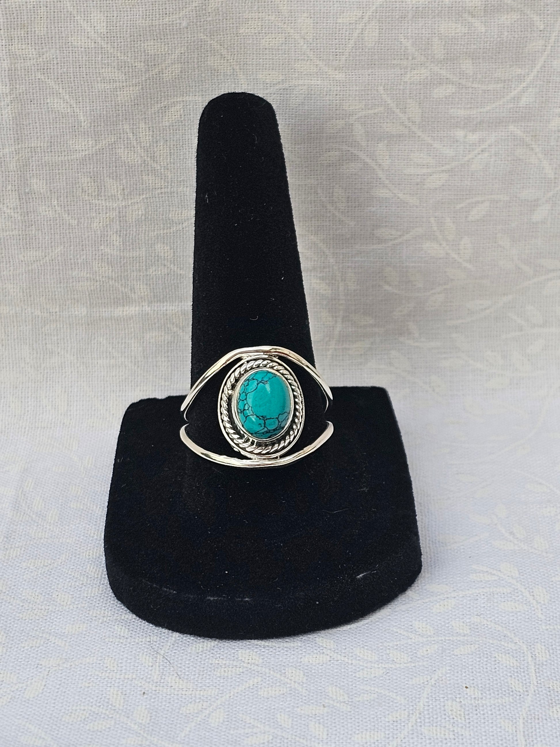 Sterling Silver Turquoise Gemstone Ring Healer Stone - Size 8