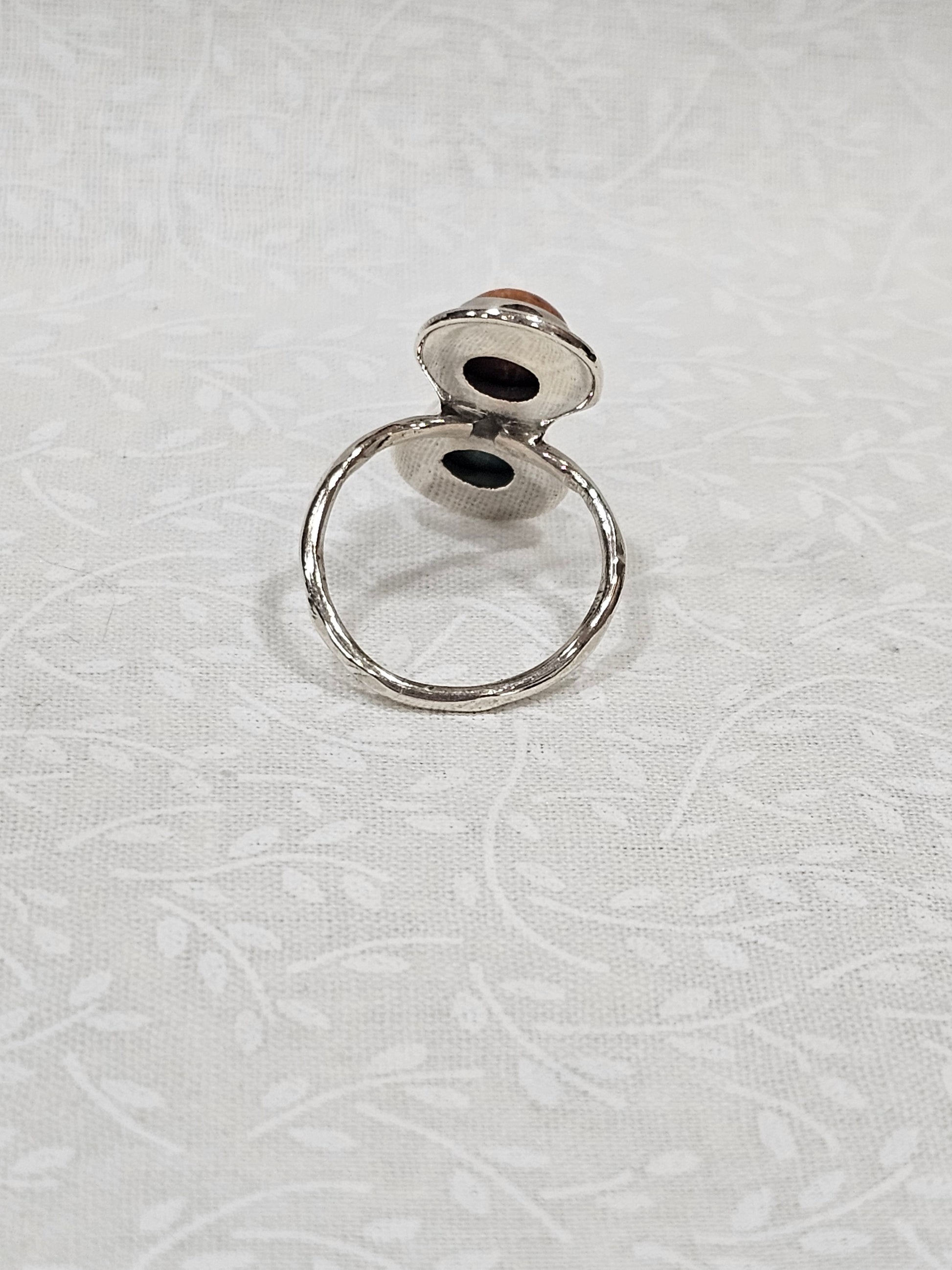 Sterling Silver Spiny Oyster Turquoise Ring - Size 7.5