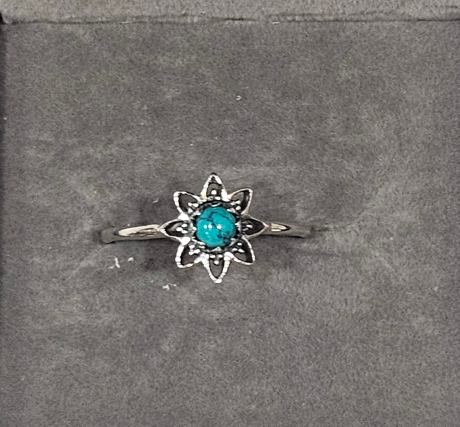 Sterling Silver Turquoise Gemstone Ring Premium Quality - Size 7.5