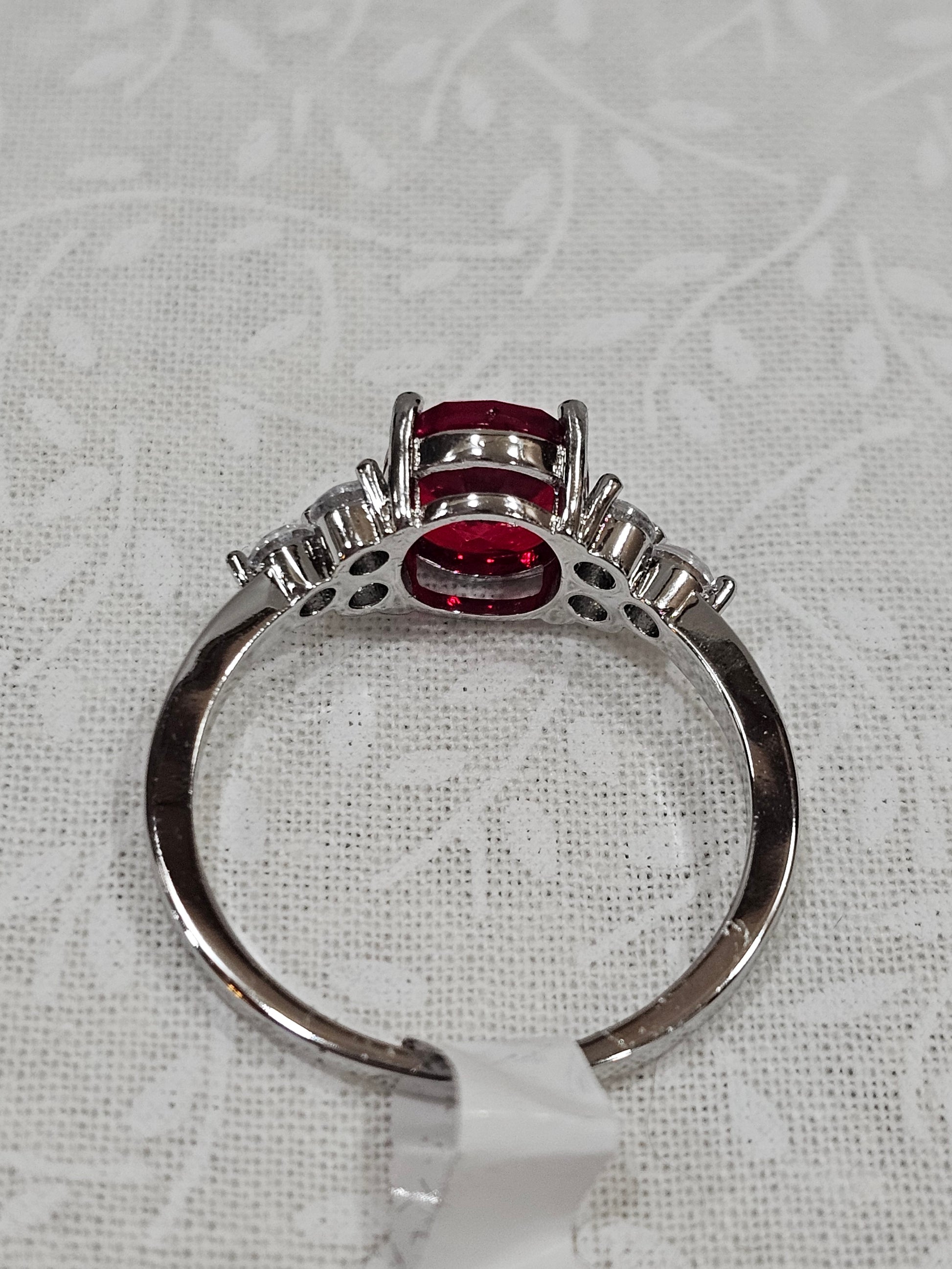 Sterling Silver Ruby Gemstone Ring - Size 10