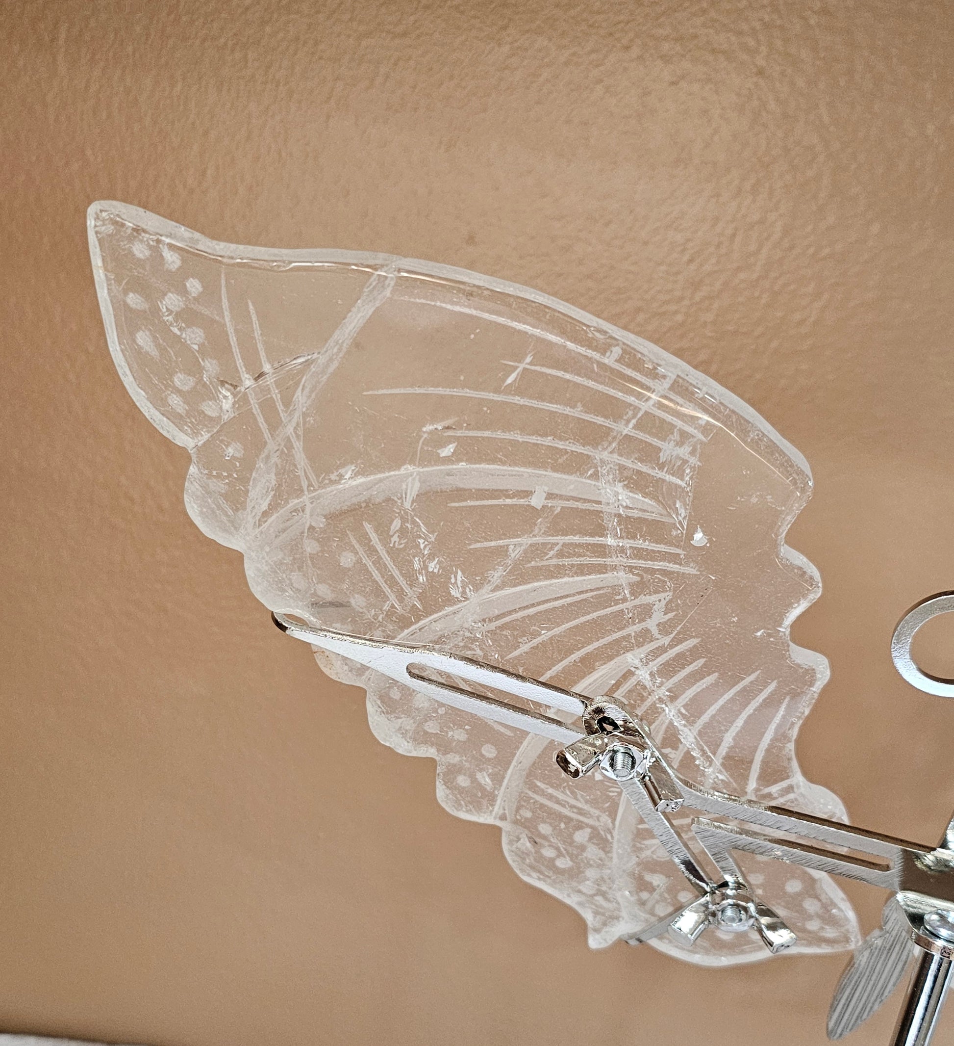 Clear Quartz Crystal Butterfly Wings with Stand