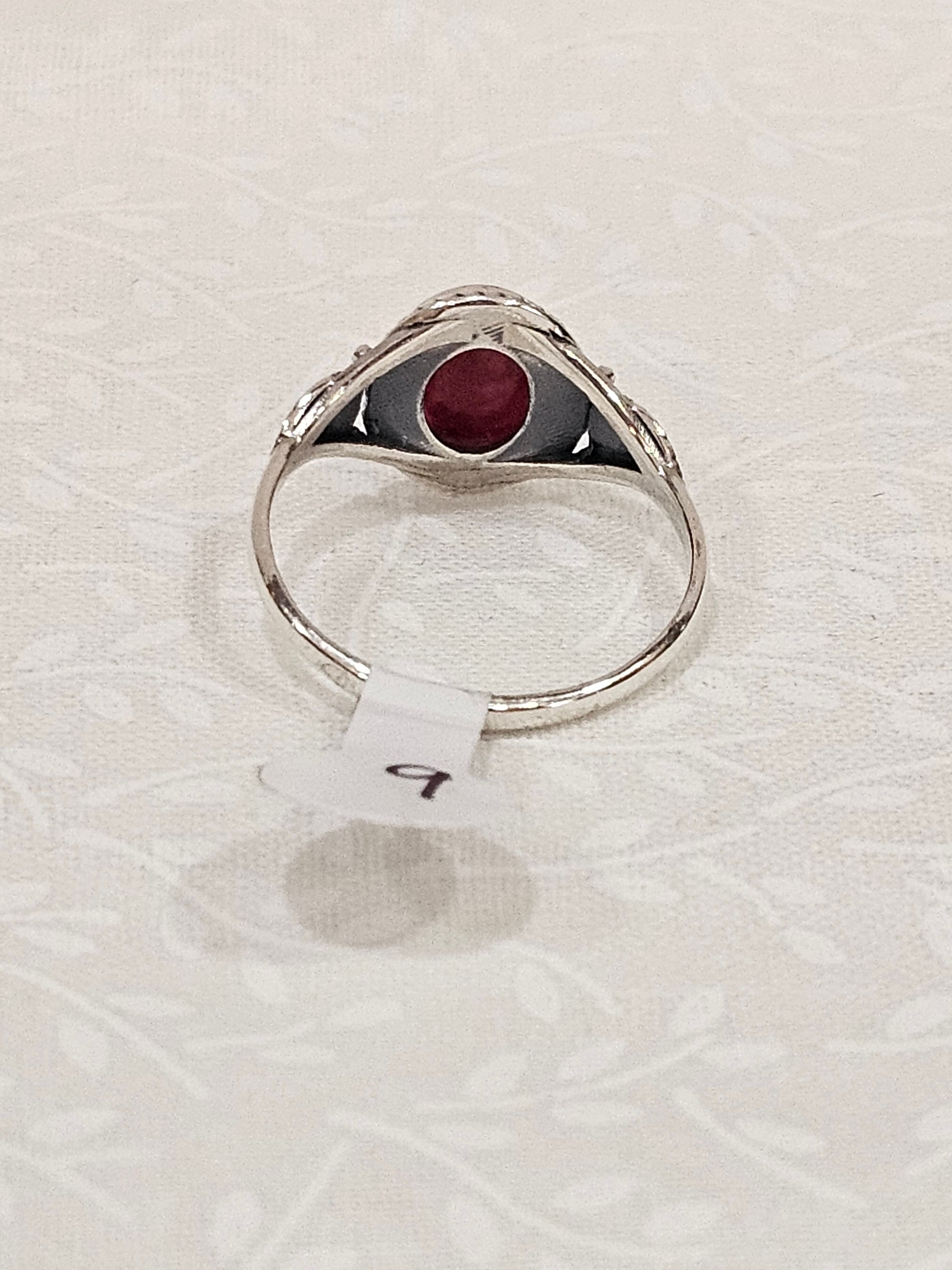 Sterling Silver Ruby Gemstone Ring - Size 9