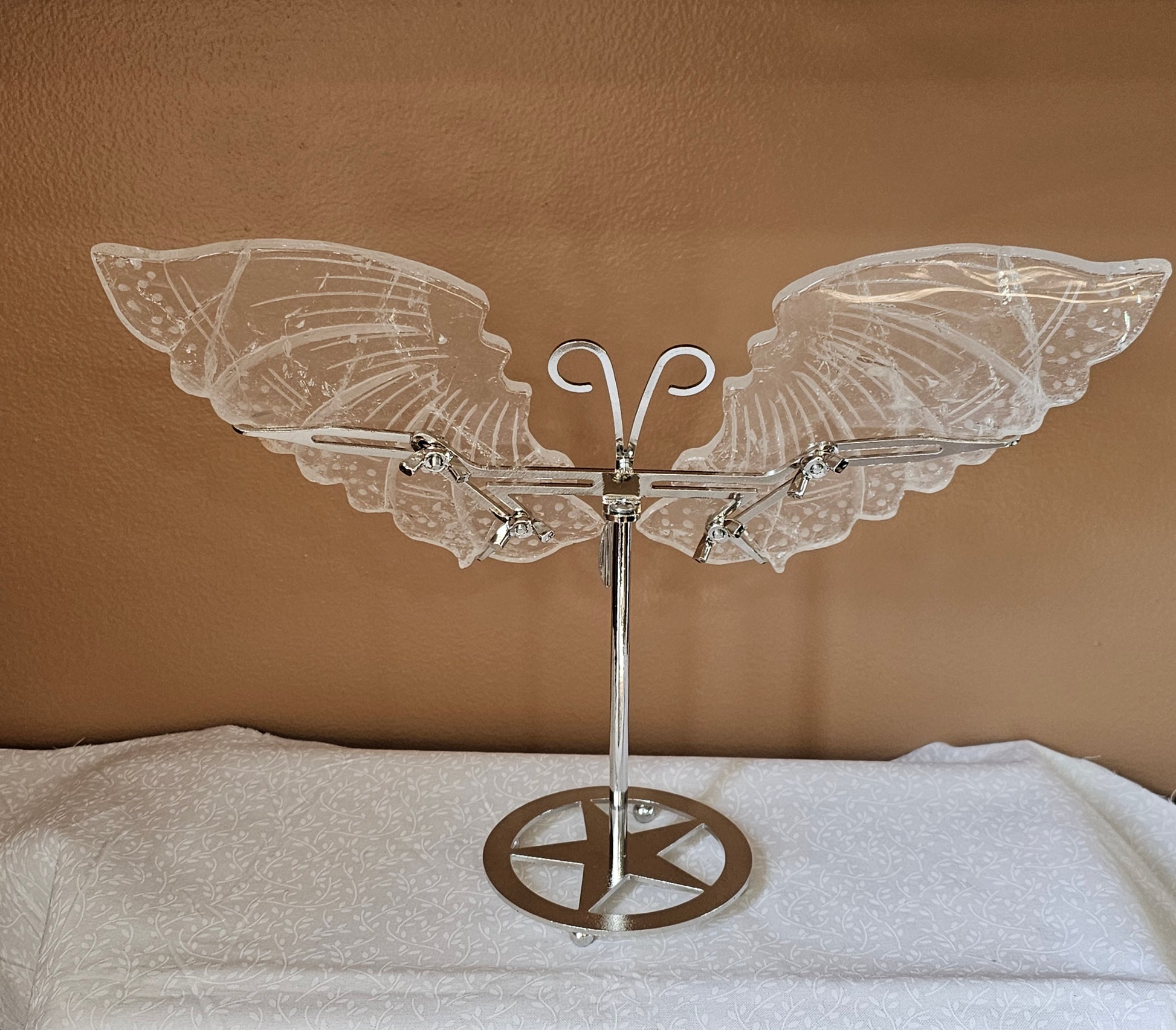 Clear Quartz Crystal Butterfly Wings with Stand