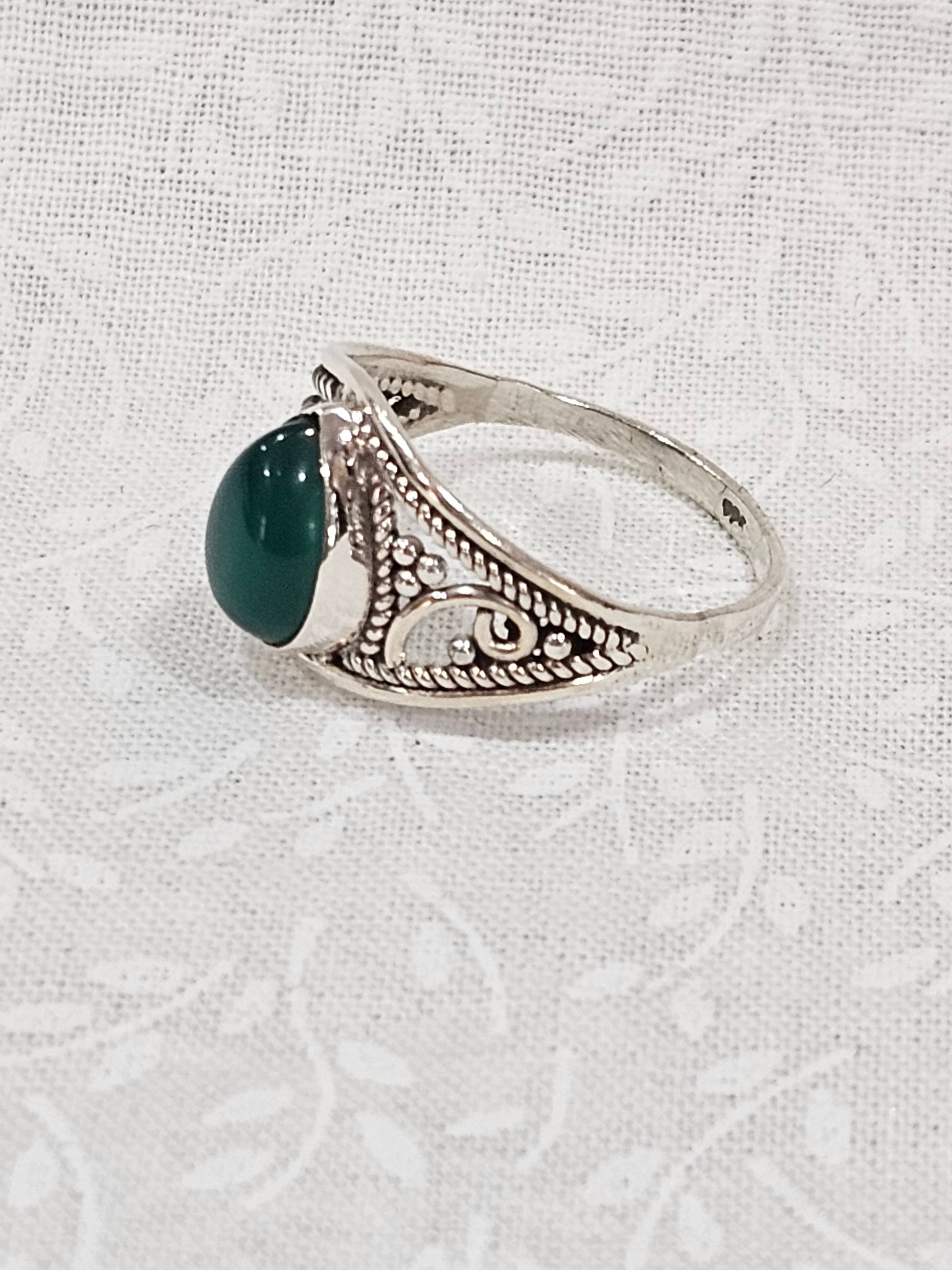Sterling Silver Green Adventurine Gemstone Ring 8