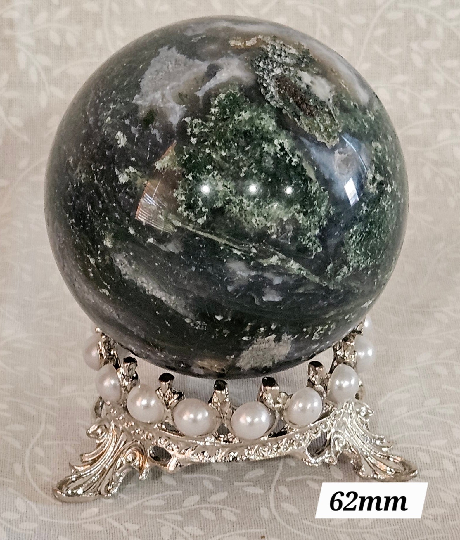Moss Agate Crystal Sphere - Natural Stone