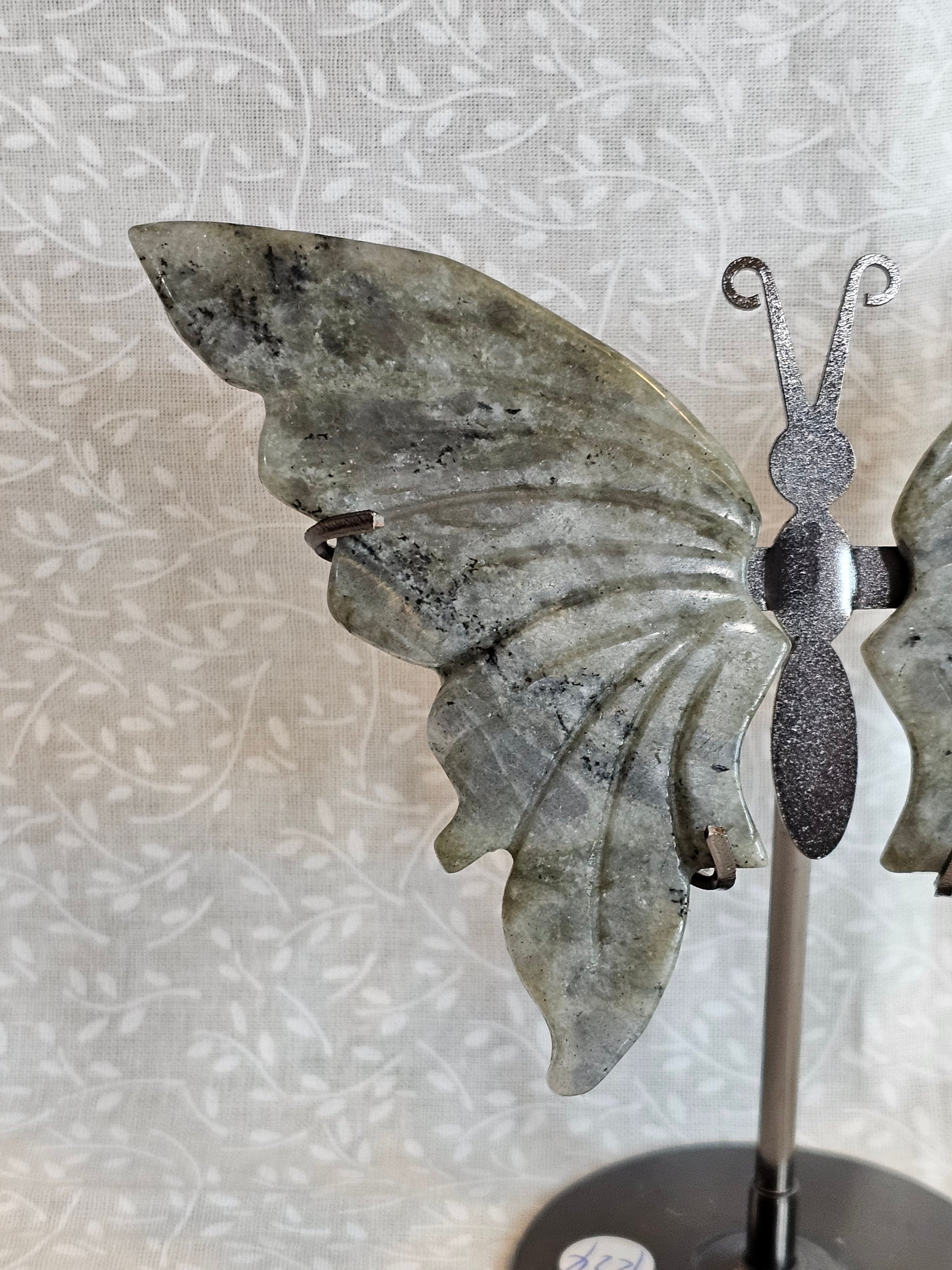 Labradorite Crystal Butterfly Wings with Stand - 5 Inch Natural Stone Decor