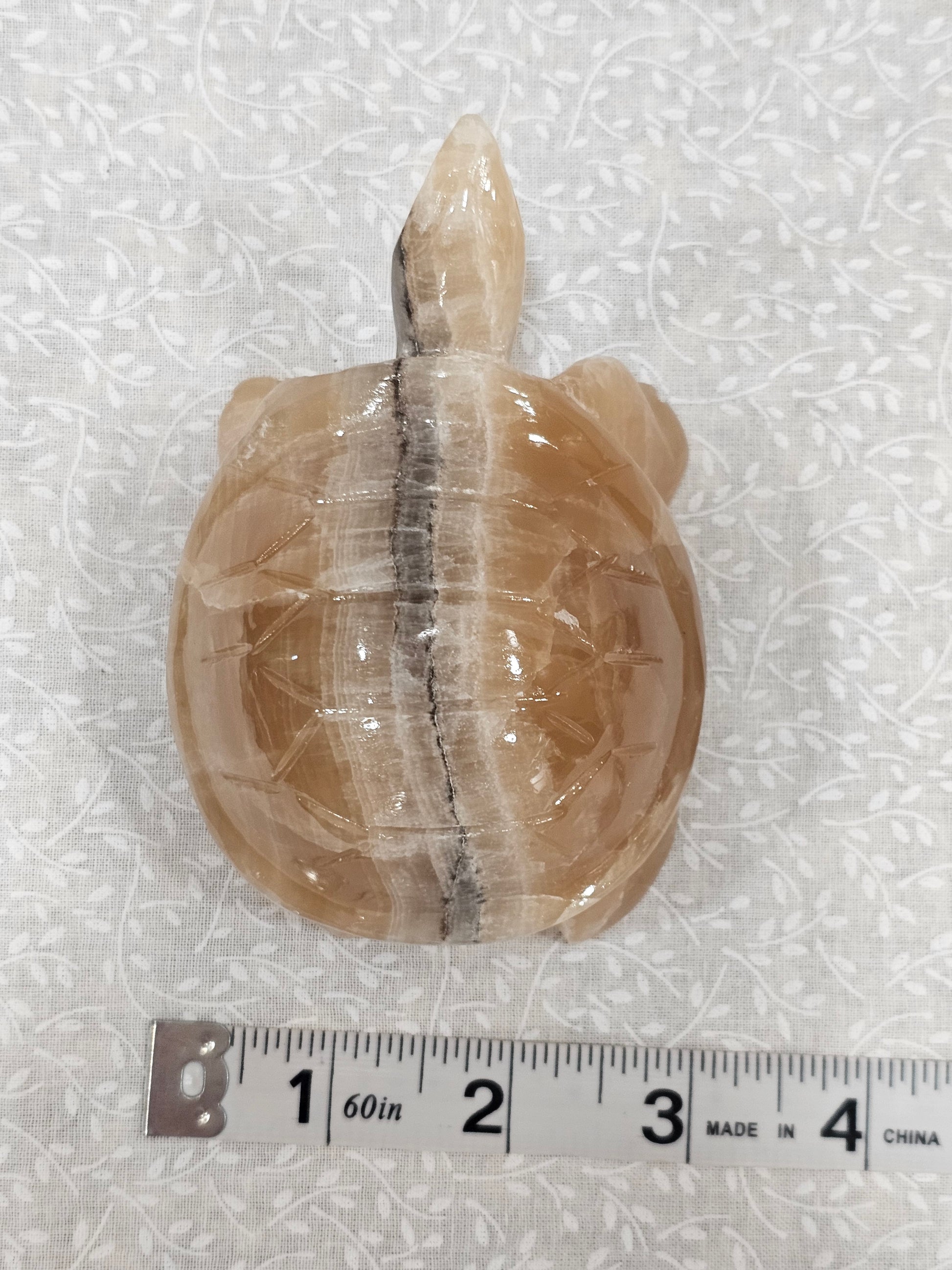 Honey Calcite Crystal Turtle 5 Inch