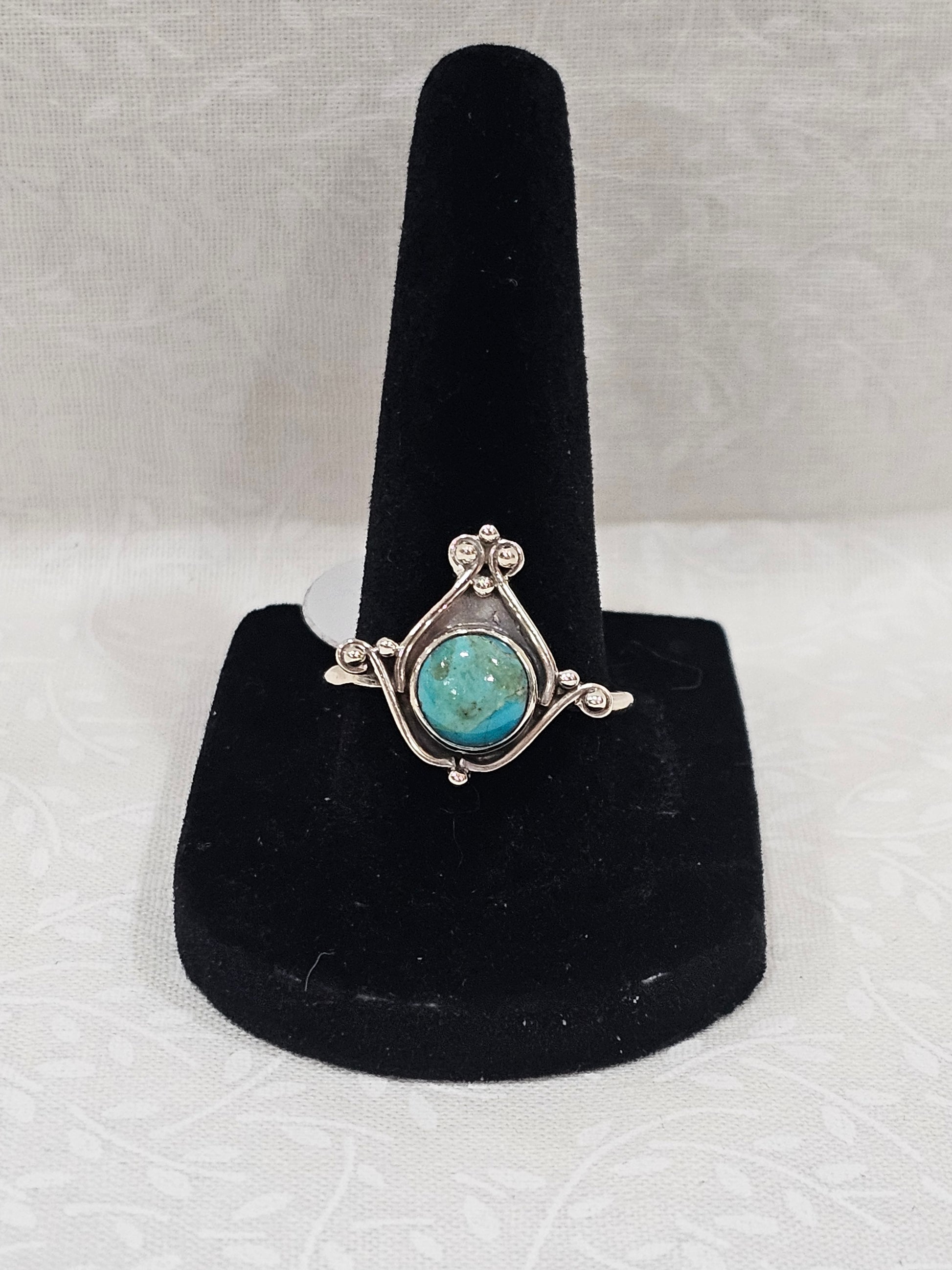 Sterling Silver Turquoise Ring - Size 9