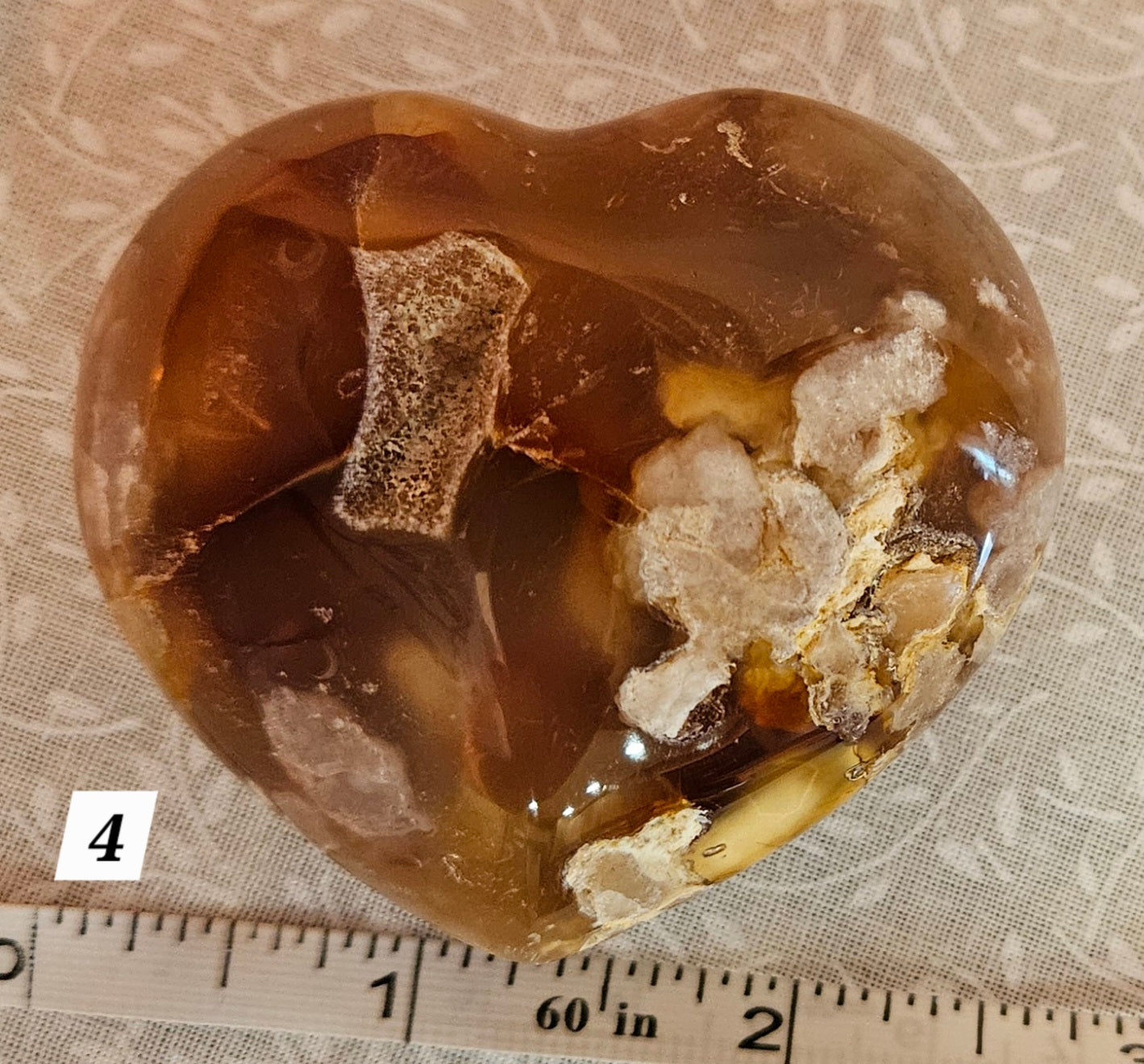 Flower Agate Crystal Heart 2.3 Inch Small - Natural Stone