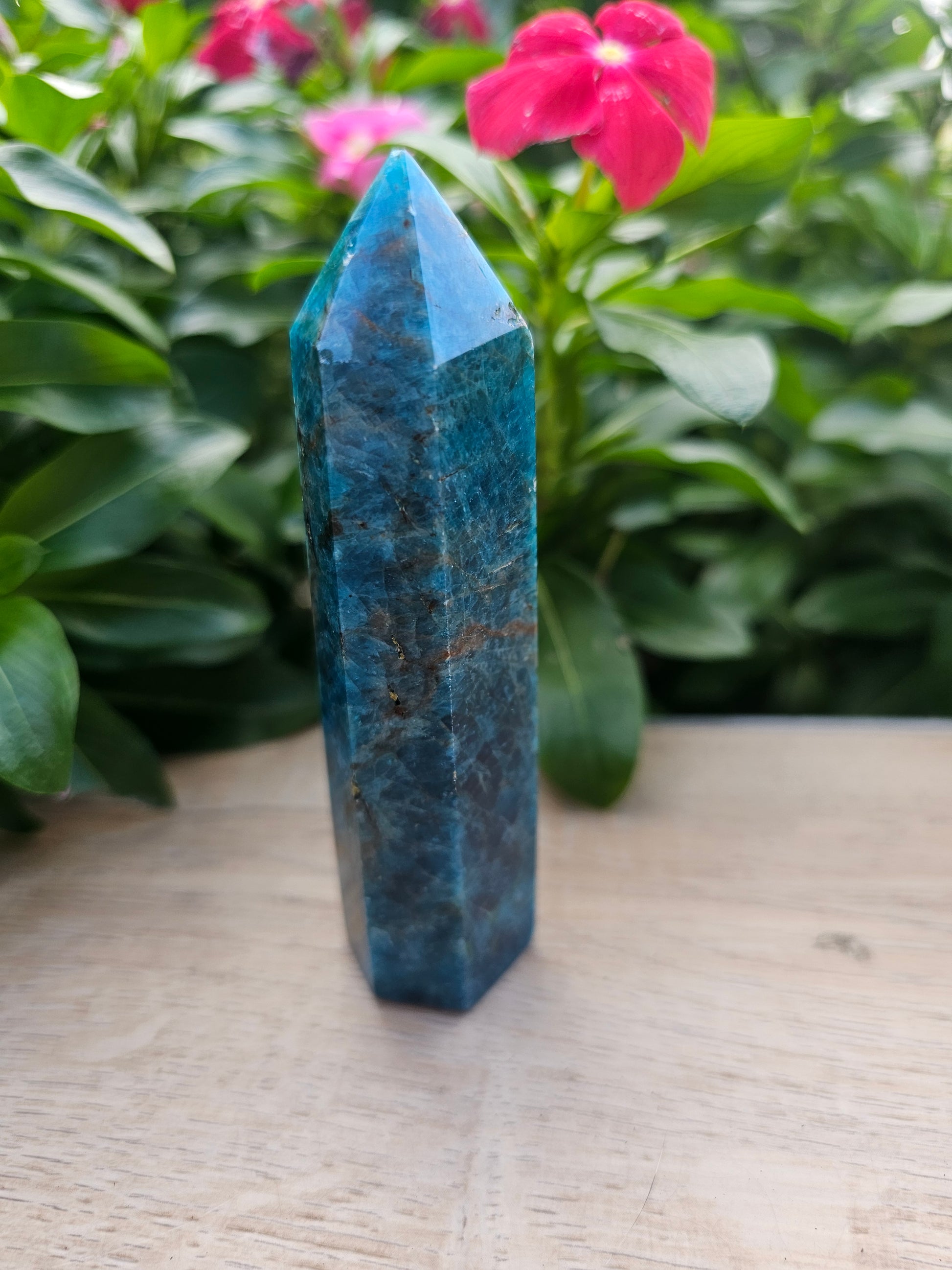 Blue Apatite Crystal Tower - 4 Inch Natural Stone Point