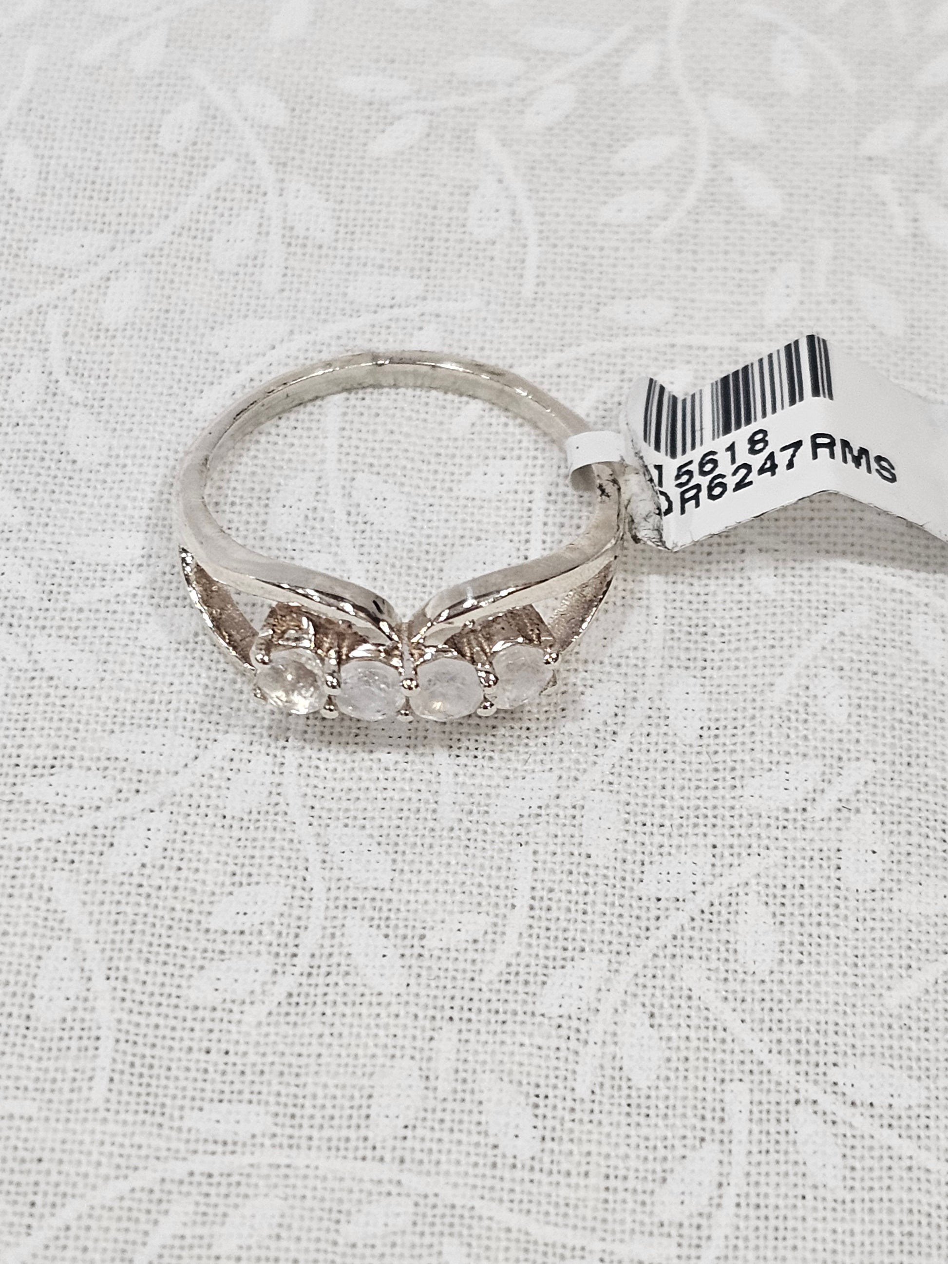 Sterling Silver Moonstone Gemstone Ring Lunar Energy - Size 7