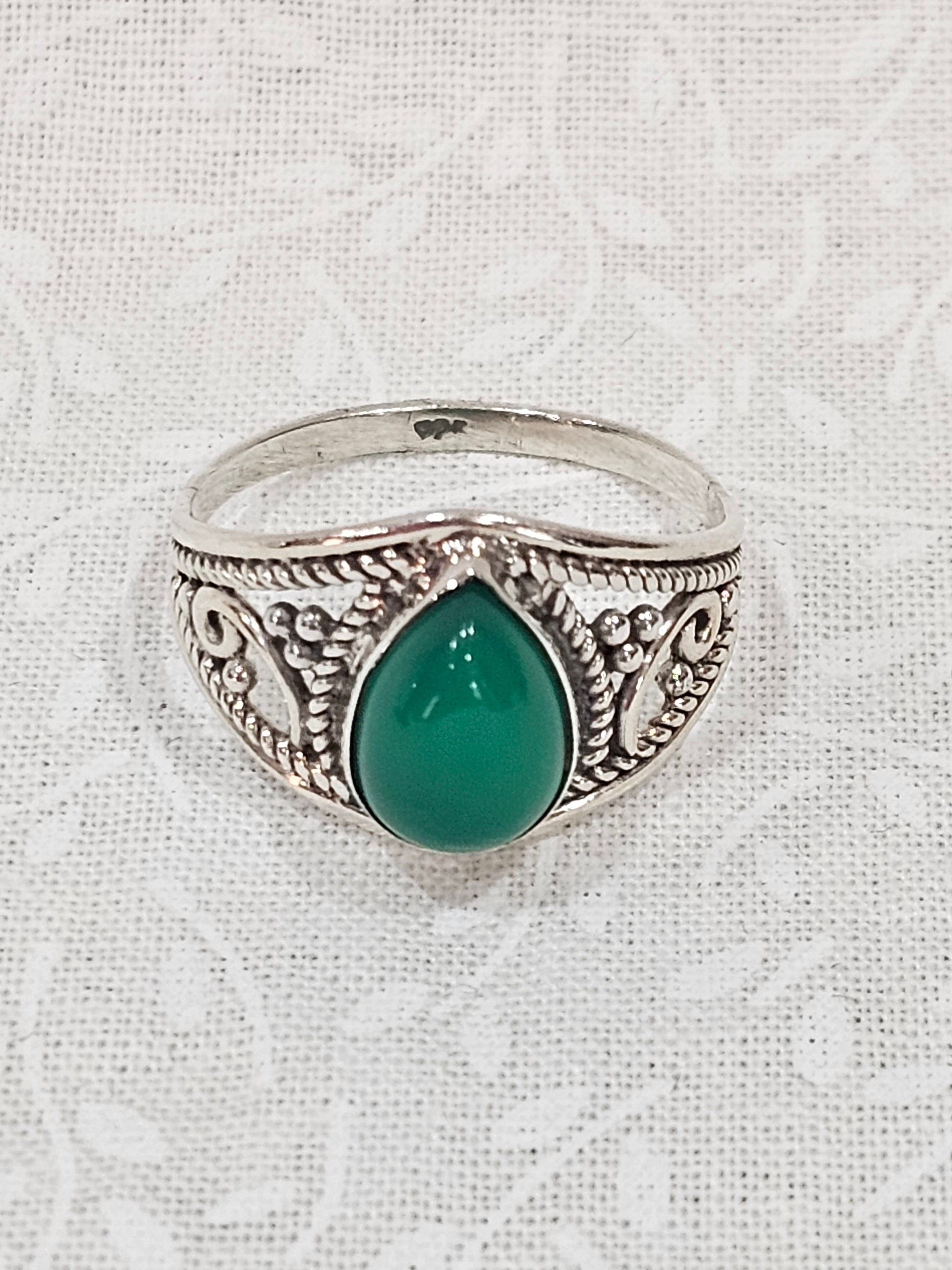 Sterling Silver Green Adventurine Gemstone Ring 8