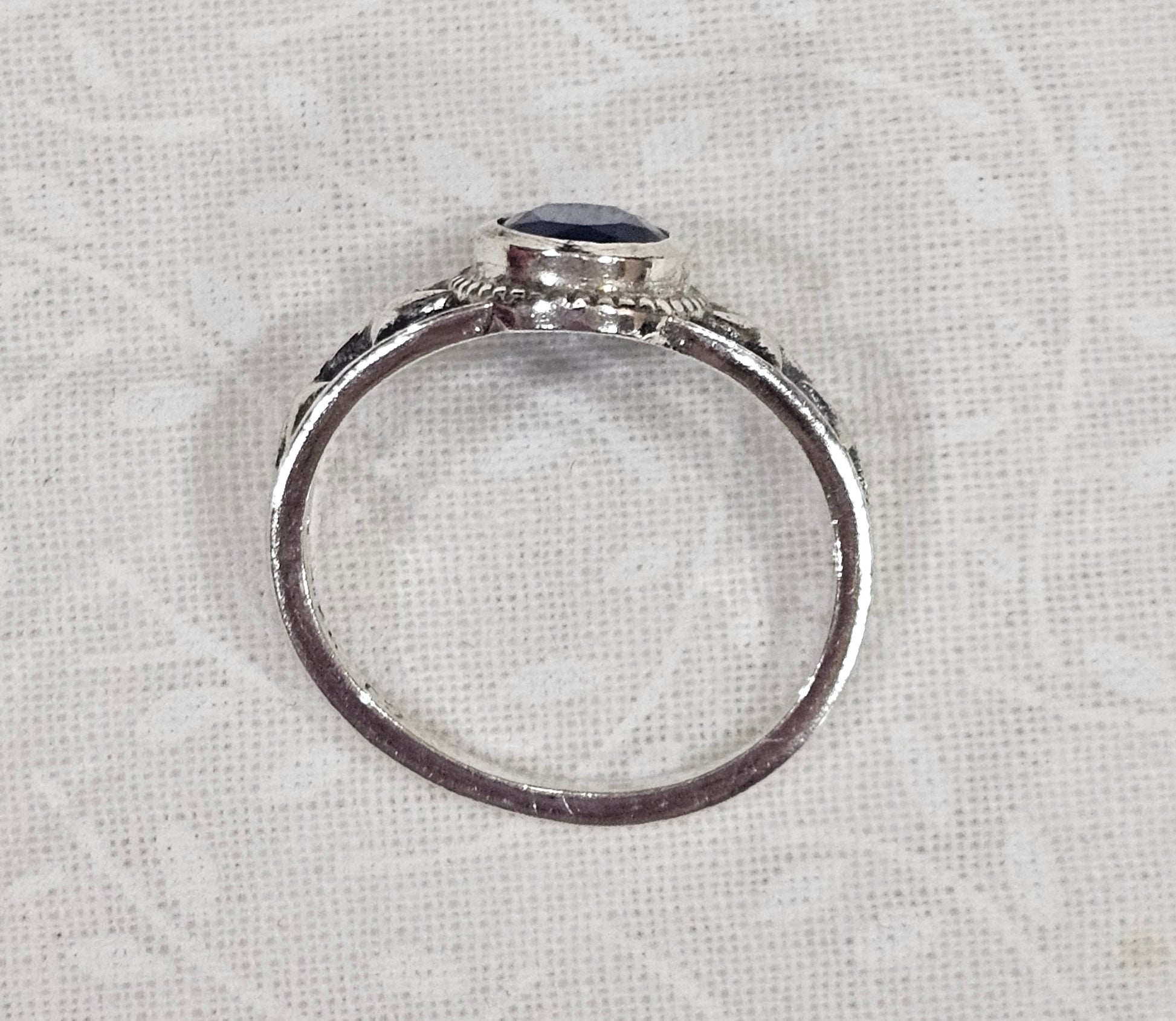 Sterling Silver Sapphire Gemstone Ring - Size 6