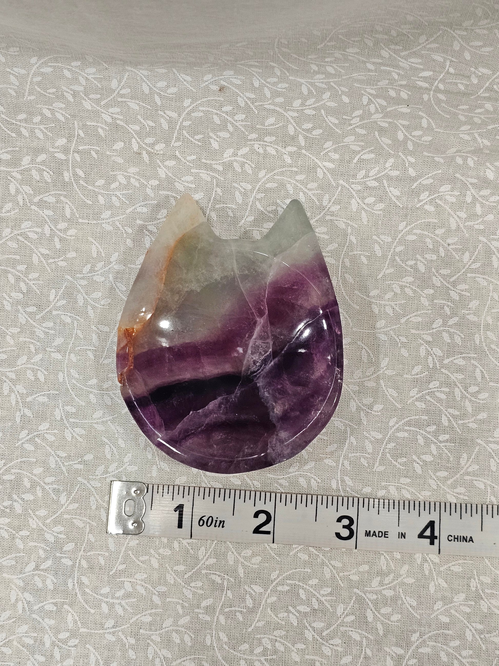 Rainbow Fluorite Crystal Cat Bowl
