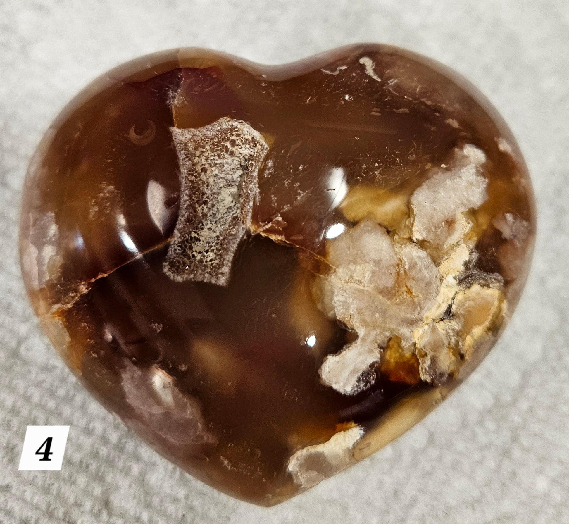 Flower Agate Crystal Heart 2.3 Inch Small - Natural Stone