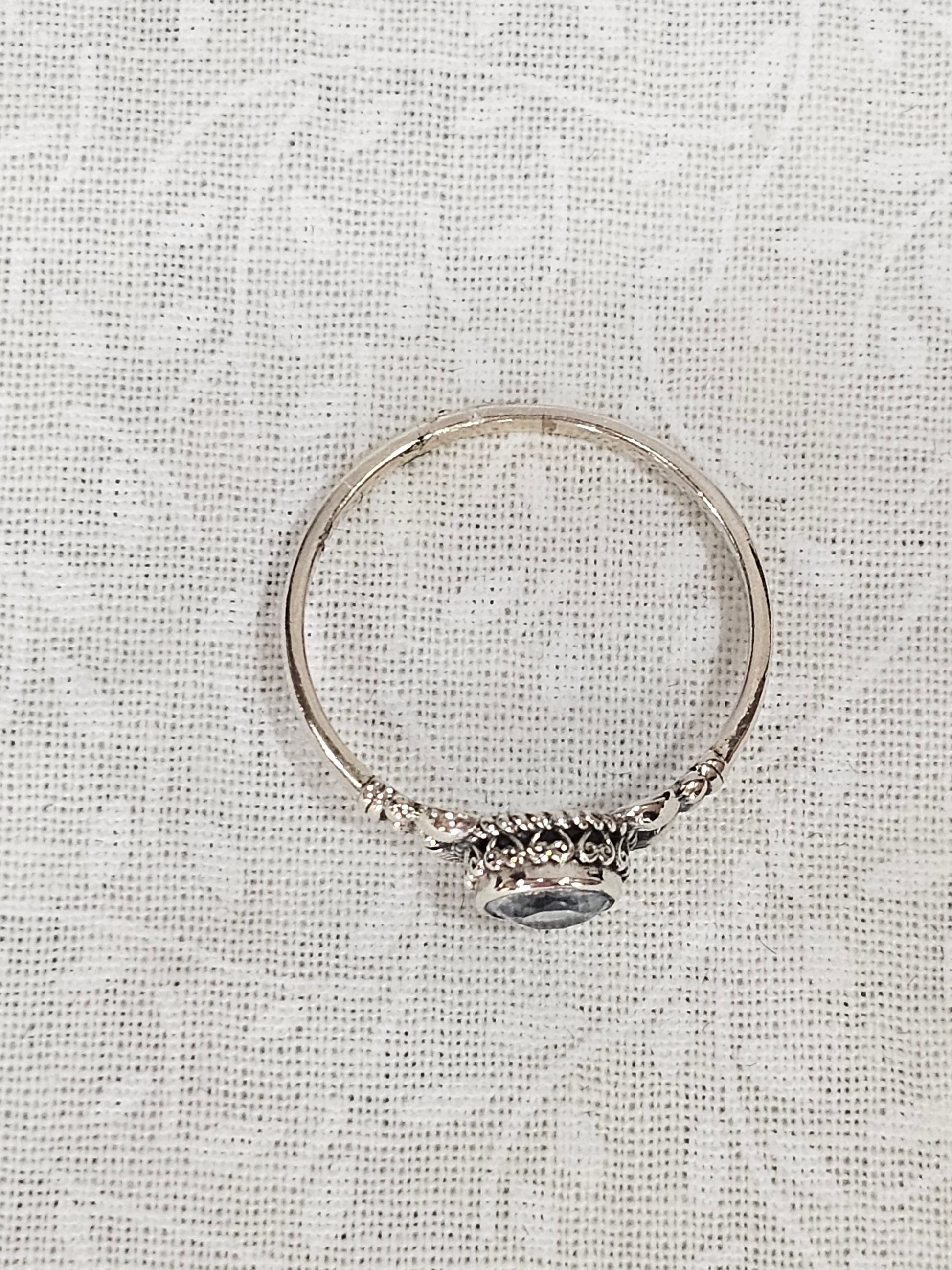 Sterling Silver Blue Topaz Gemstone Ring - Size 8