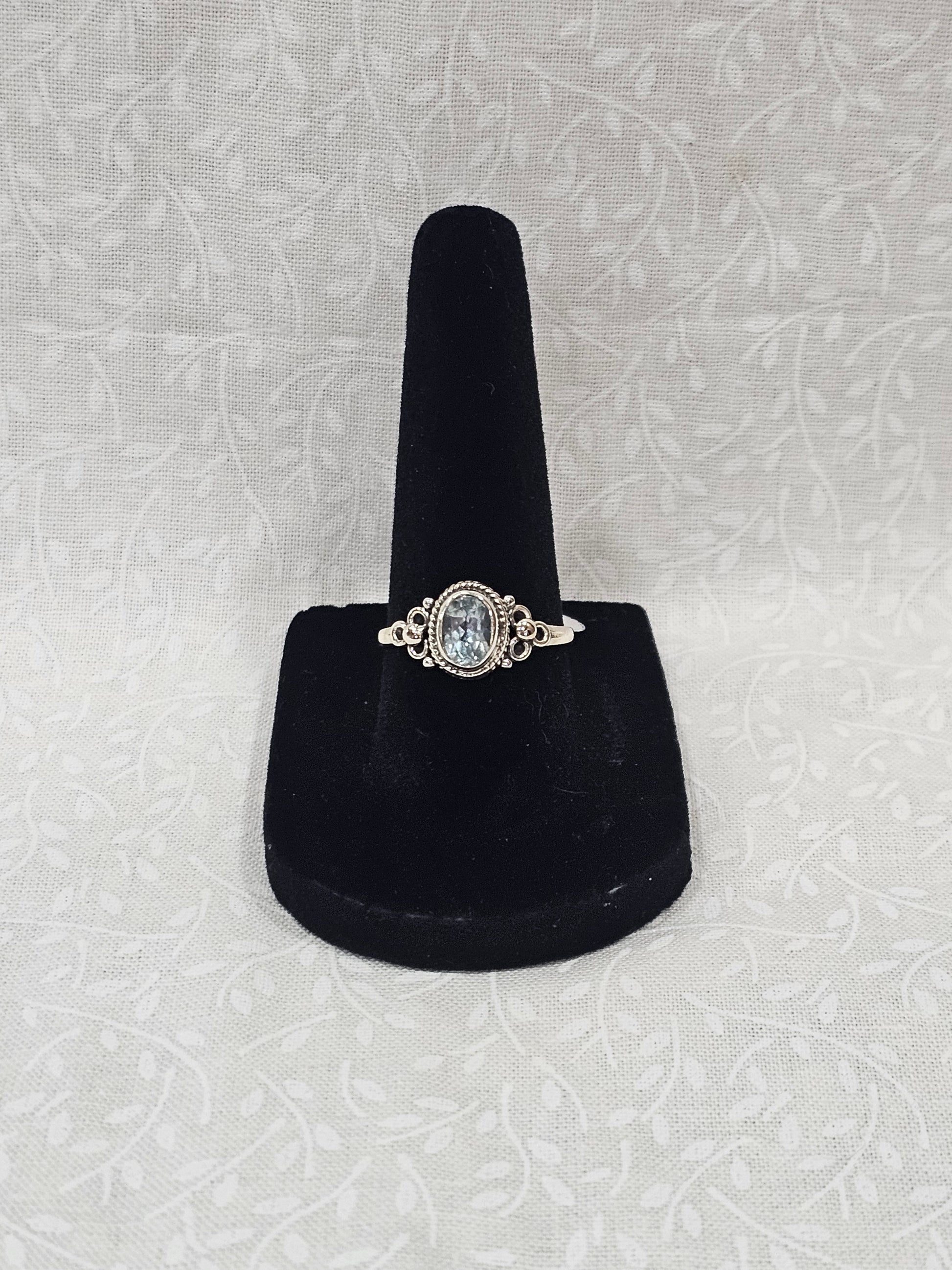 Sterling Silver Blue Topaz Ring - Size 7