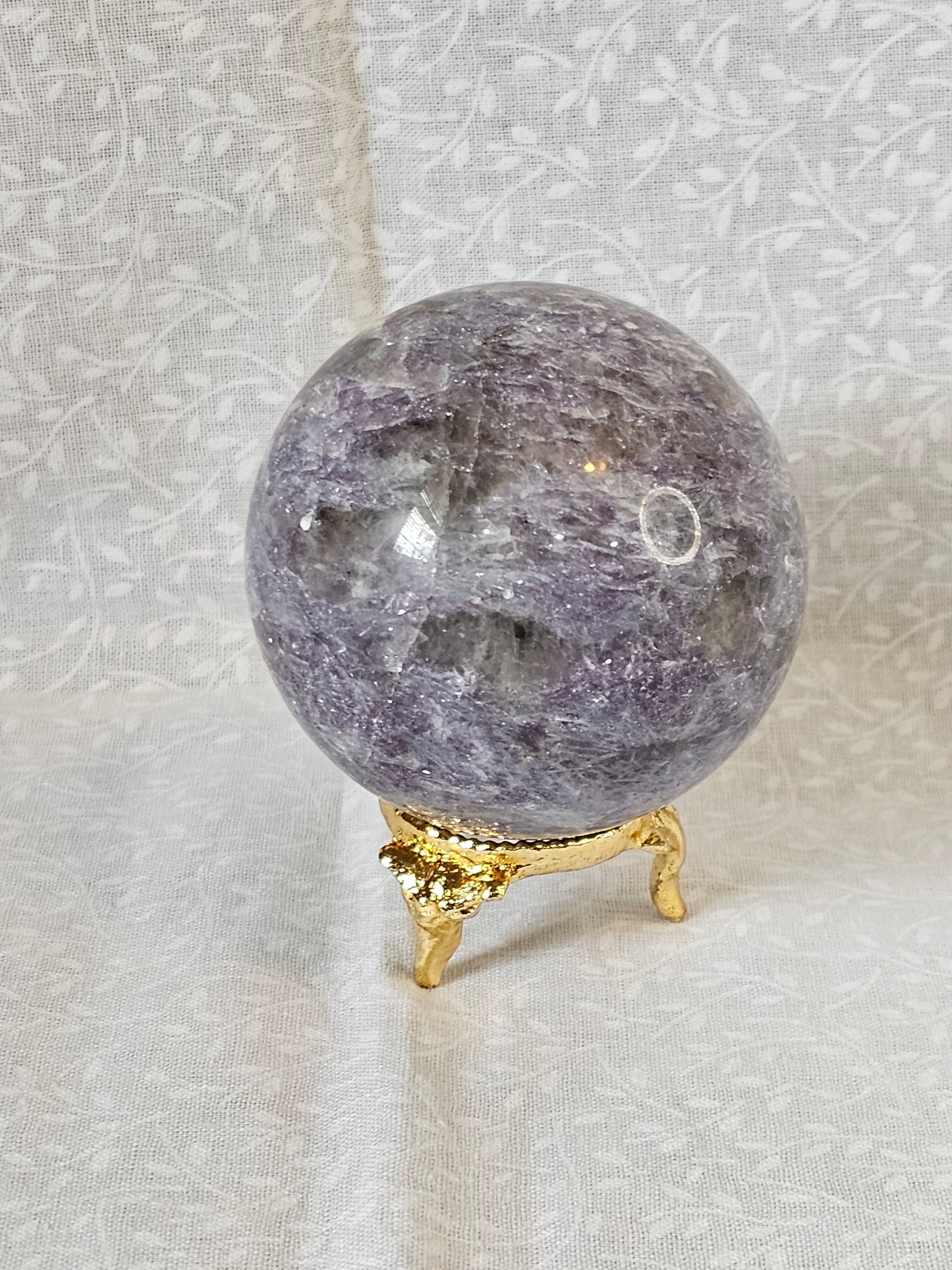 Lepidolite with Quartz Crystal Sphere