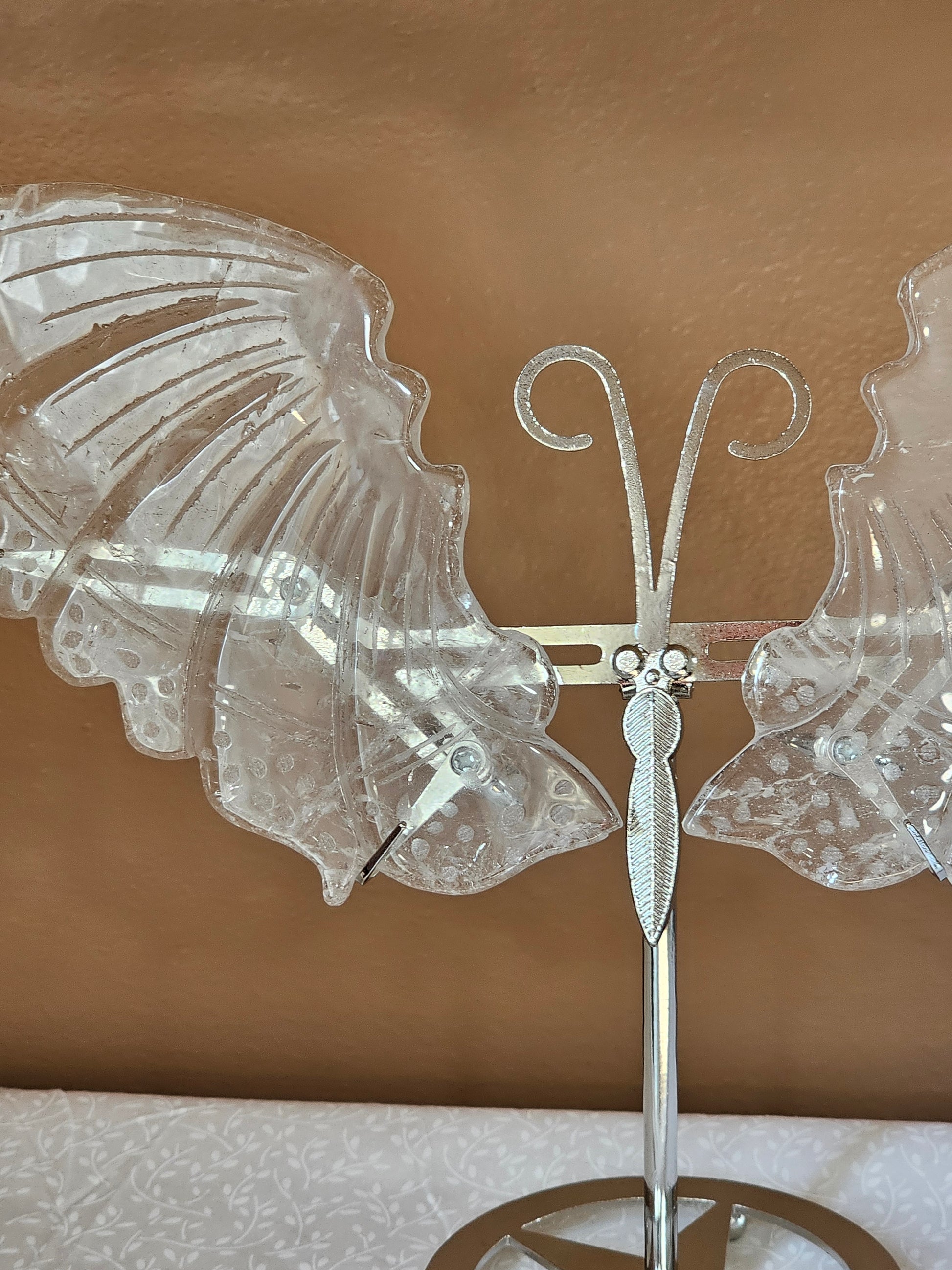 Clear Quartz Crystal Butterfly Wings with Stand