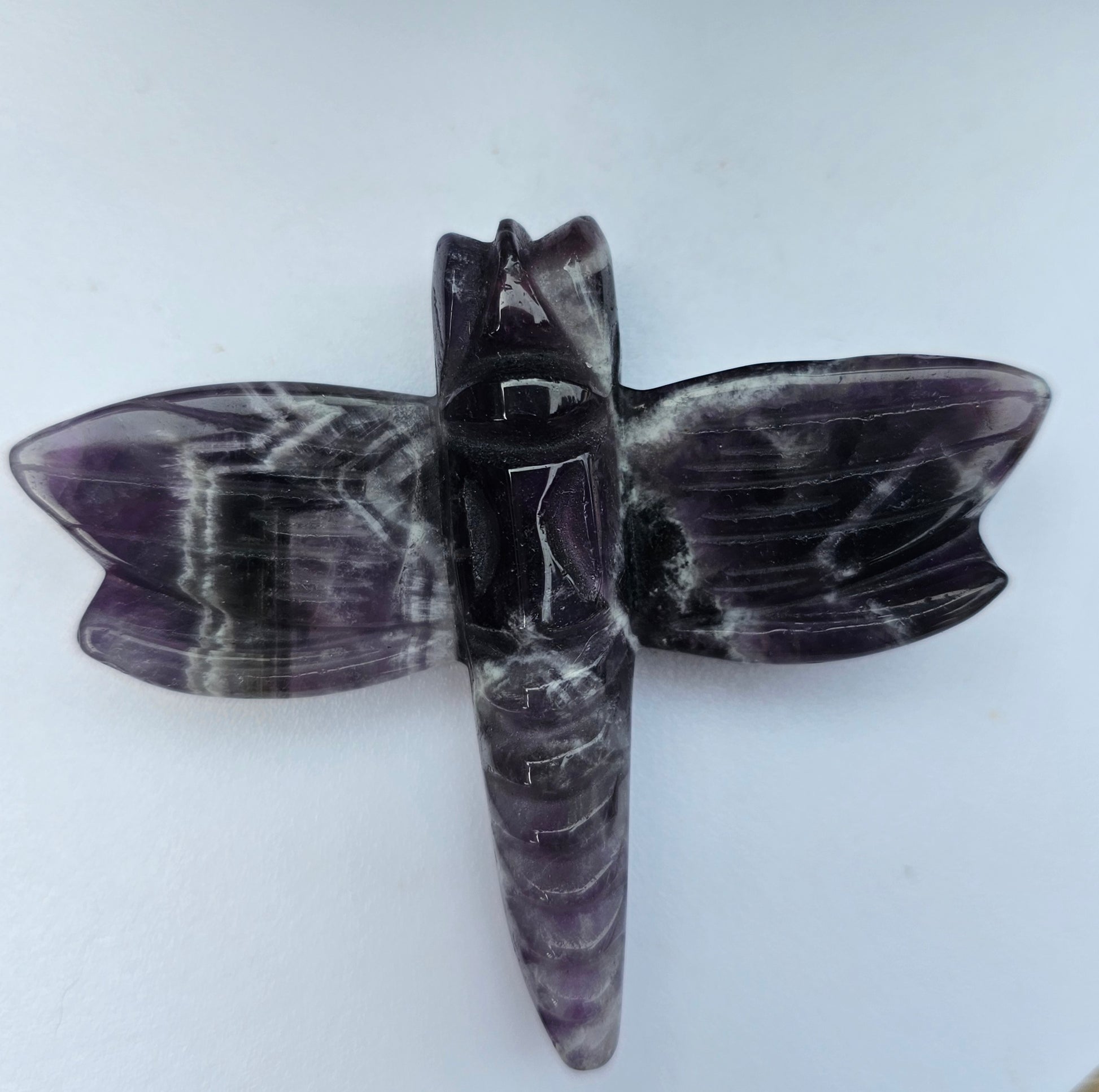 Amethyst Crystal Dragonfly - 3.25 x 2.5 Inch Healing Crystal Figurine