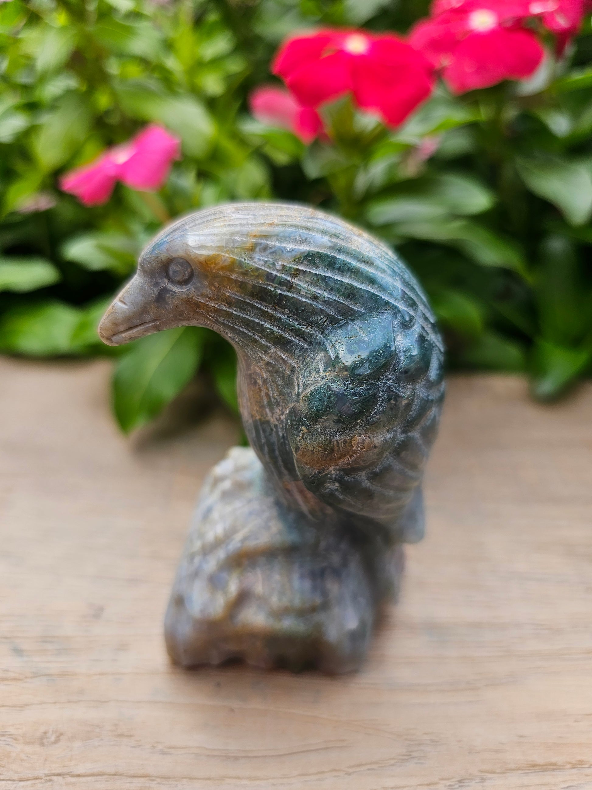 Ocean Jasper Crystal Eagle - Hand-Carved Healing Stone Figurine