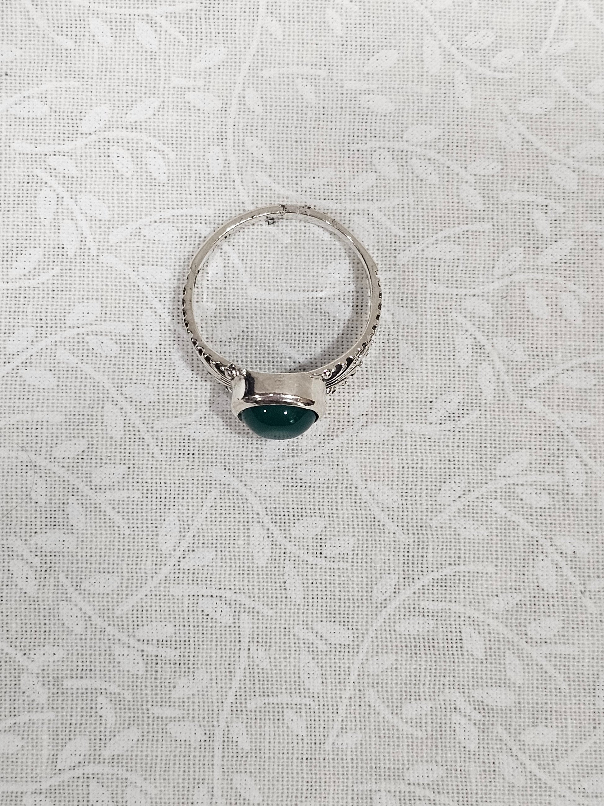 Sterling Silver Emerald Prosperity Ring - Size 7.5