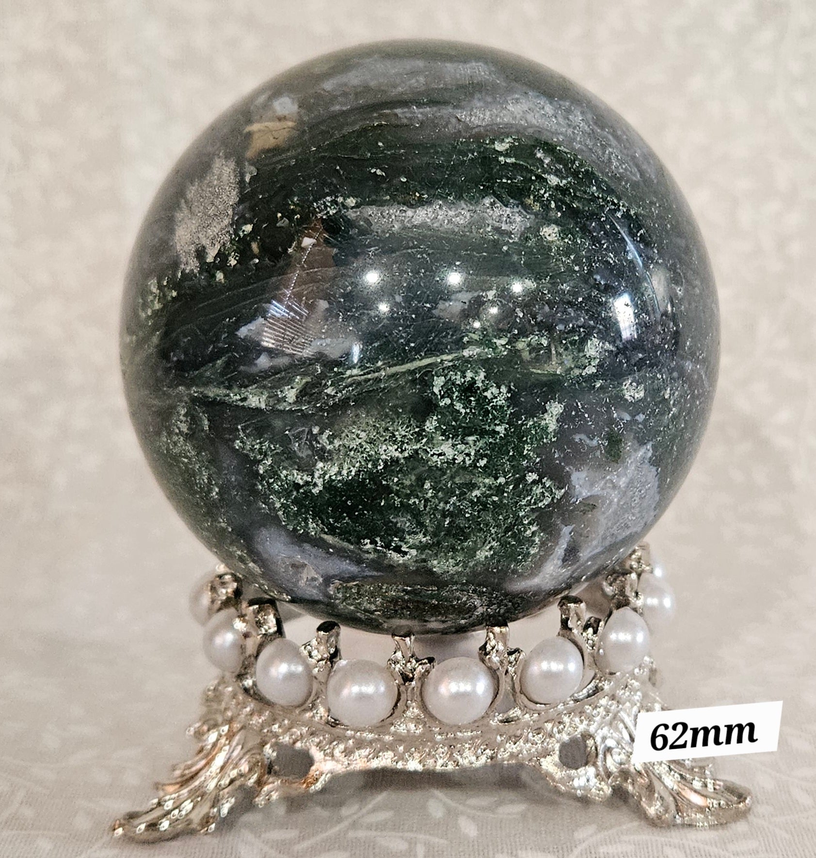 Moss Agate Crystal Sphere - Natural Stone